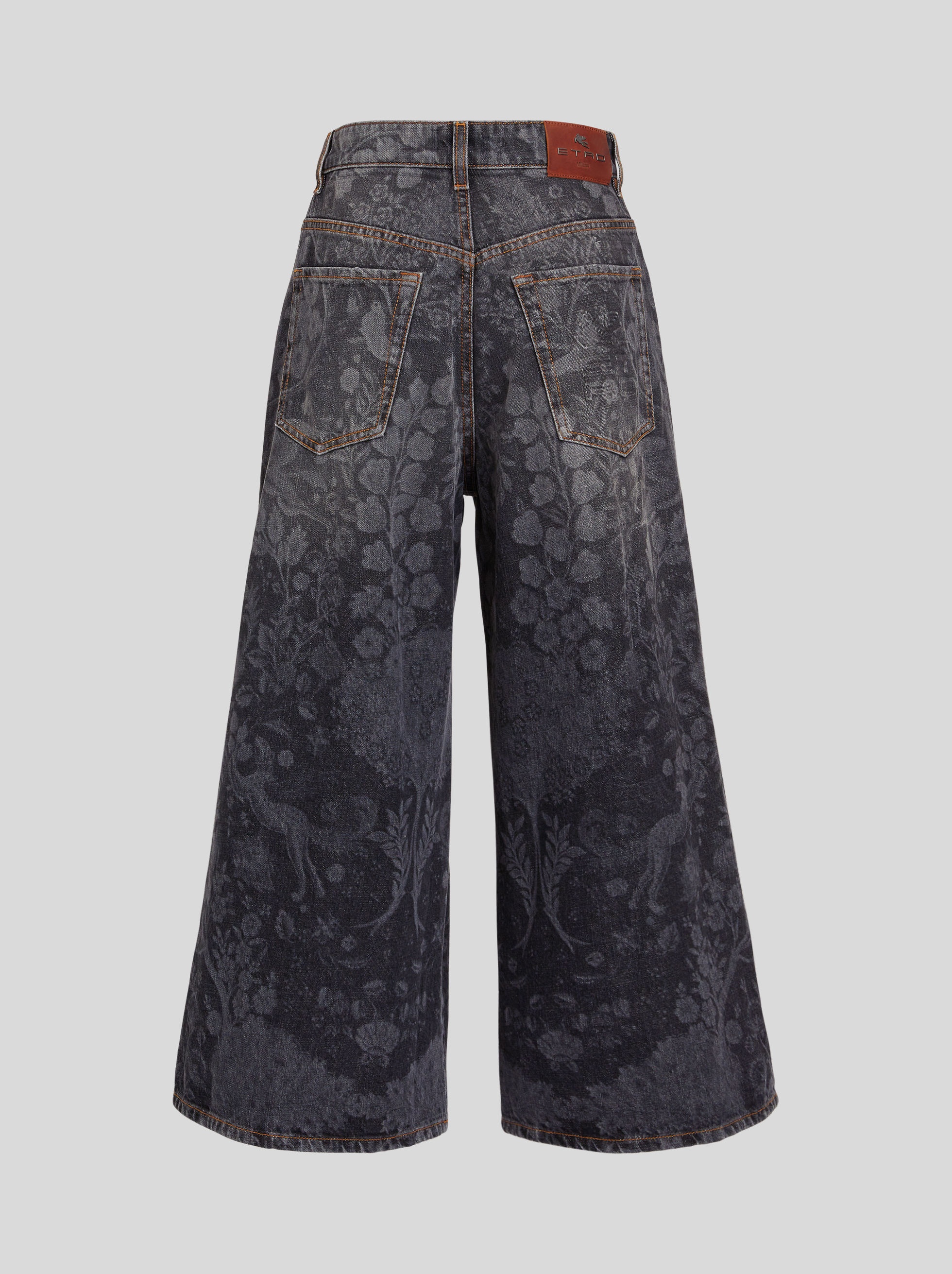 DENIM CULOTTES WITH ORNAMENTAL PATTERNS - 5