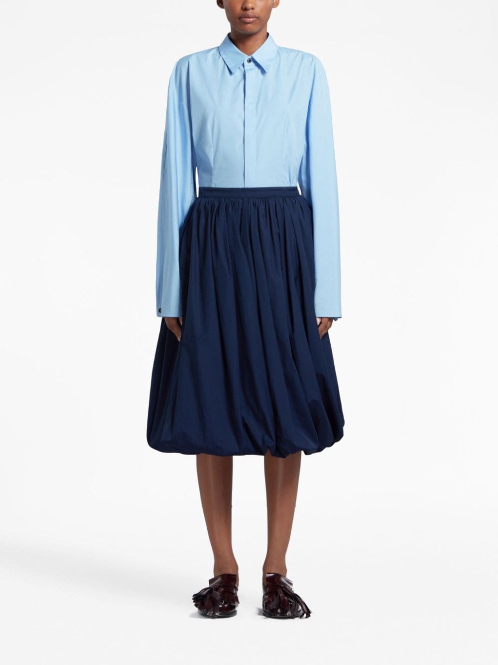 puffball-hem pleated midi skirt - 2
