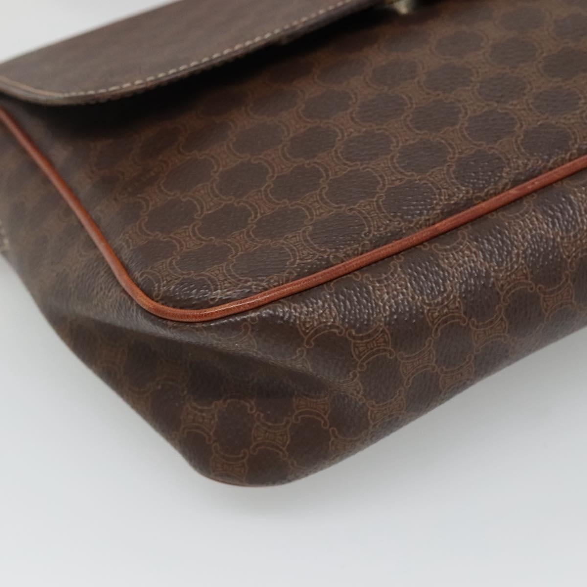 CELINE Macadam Canvas Shoulder Bag Pvc Brown Gold - 14