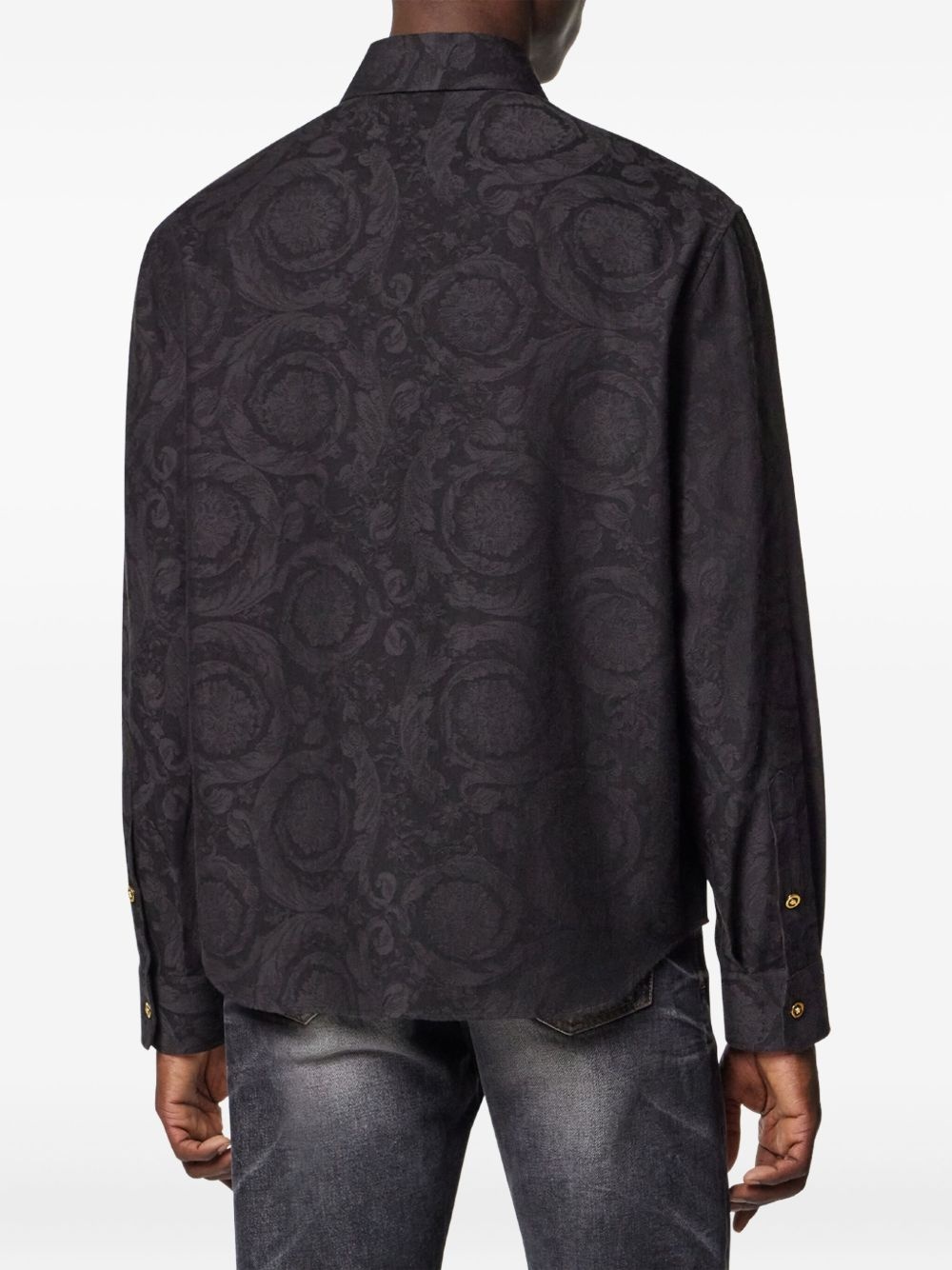 Barocco jacquard chambray shirt - 4