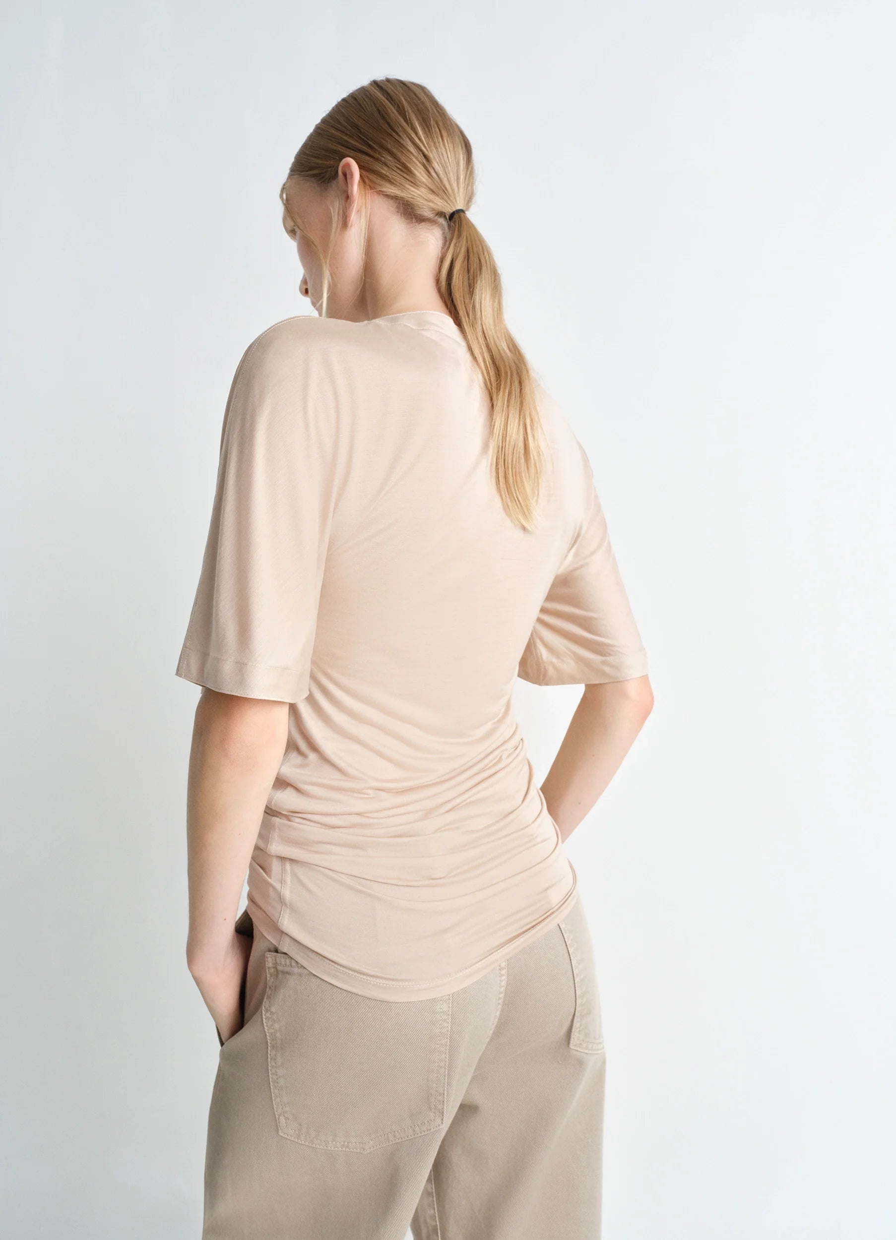 SHORT SLEEVE FOULARD TOP - 4