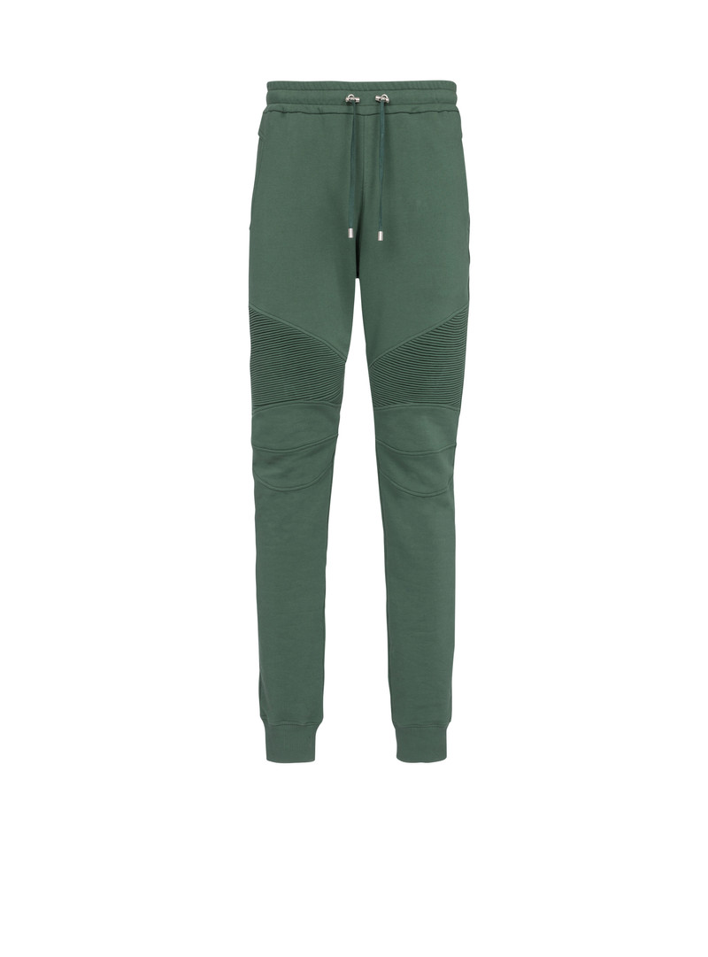 Cotton sweatpants with flocked Balmain Paris logo - 1