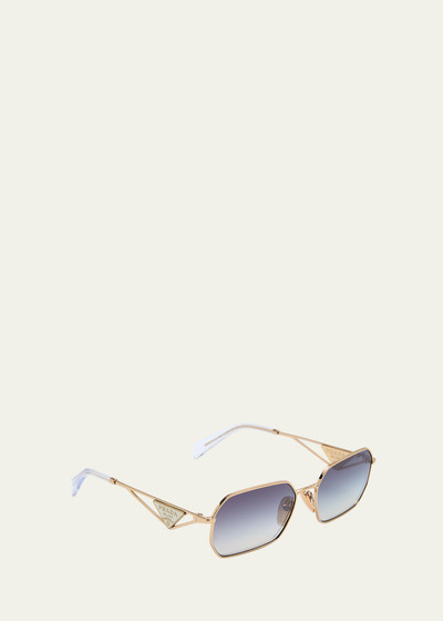 Prada Men's Steel Rectangle Sunglasses outlook