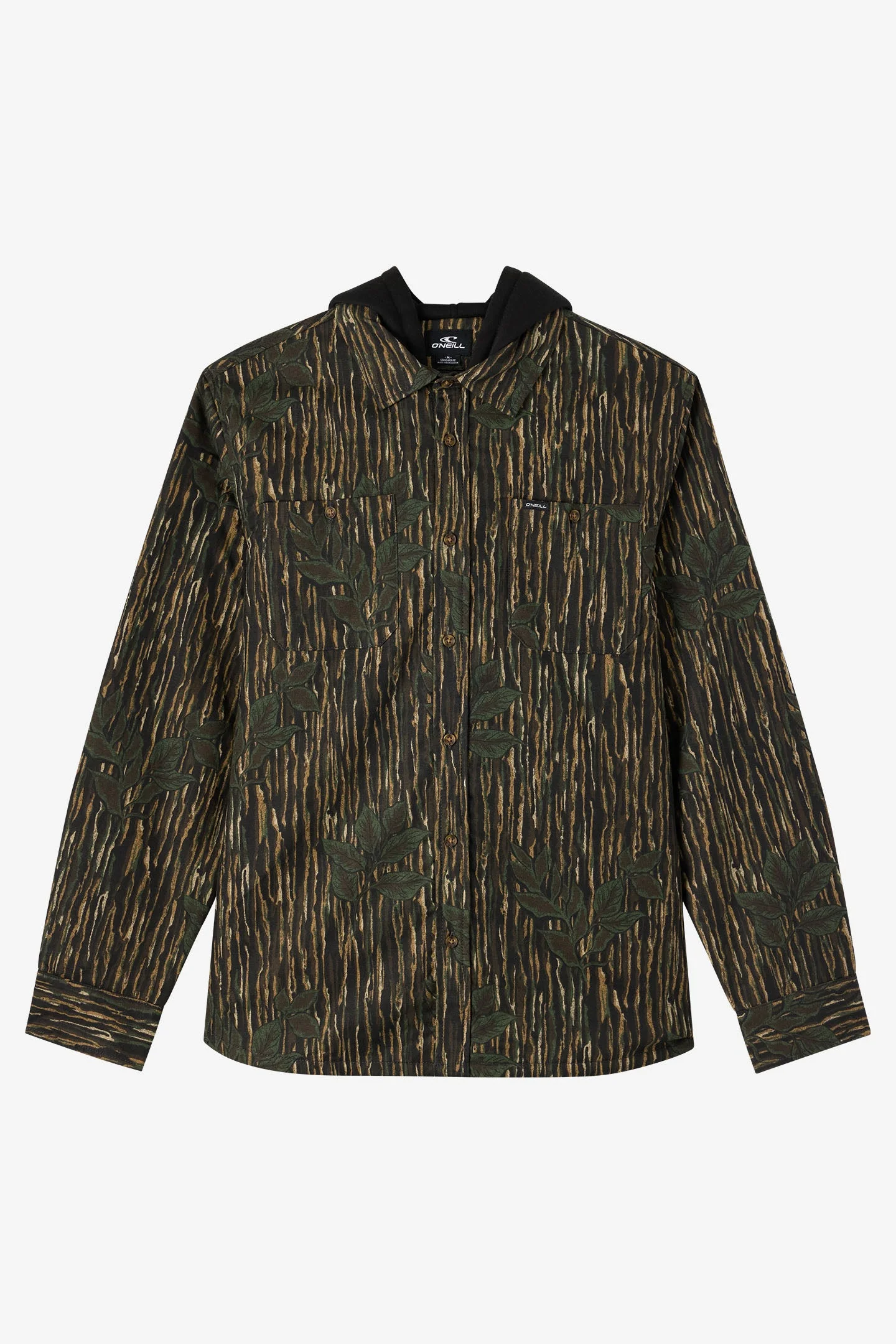 Hooded Lined Flannel Long Sleeve Shirt - 1