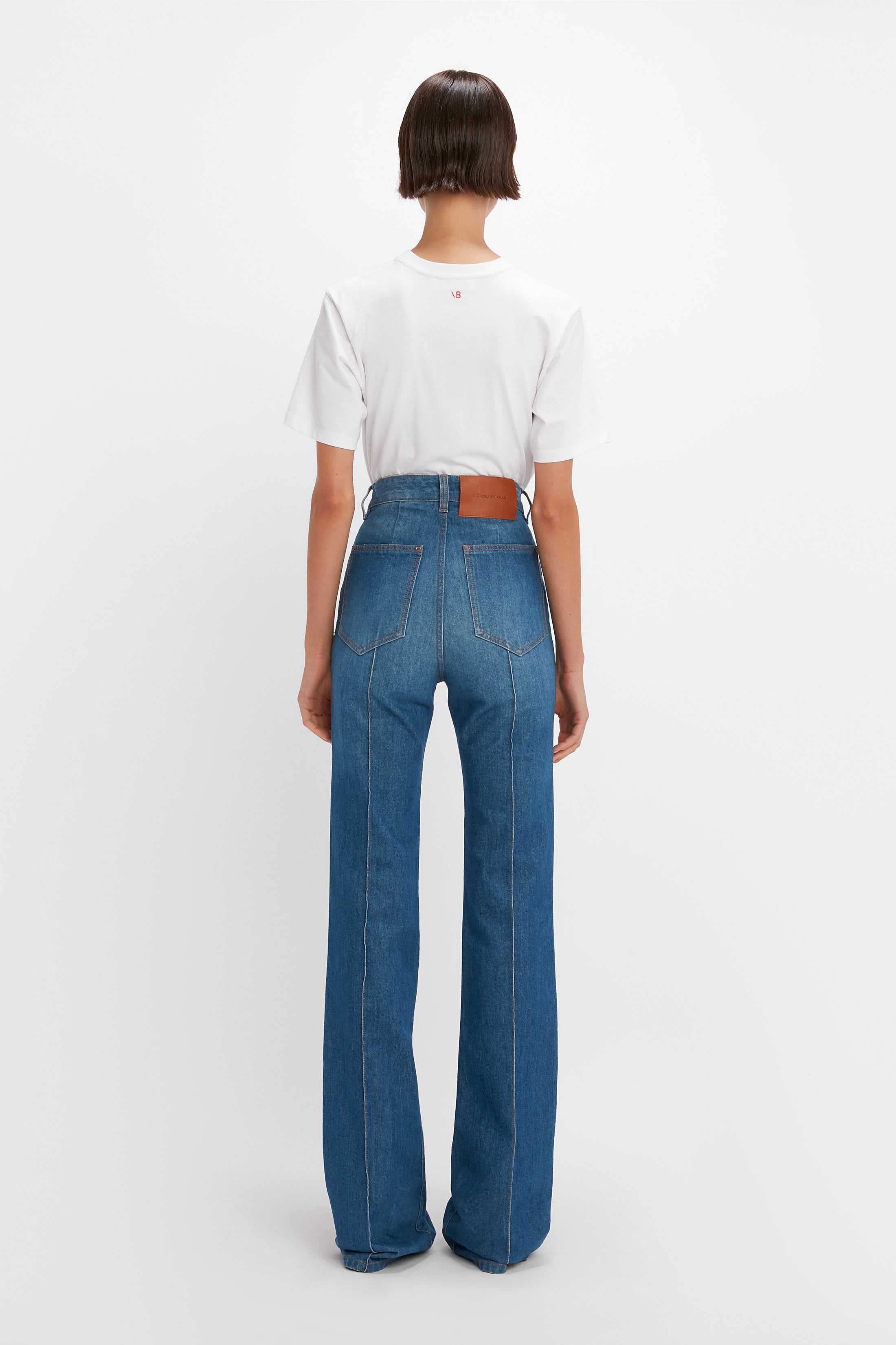 Brigitte High Waisted Flare Jean in Sandwashed Indigo - 4