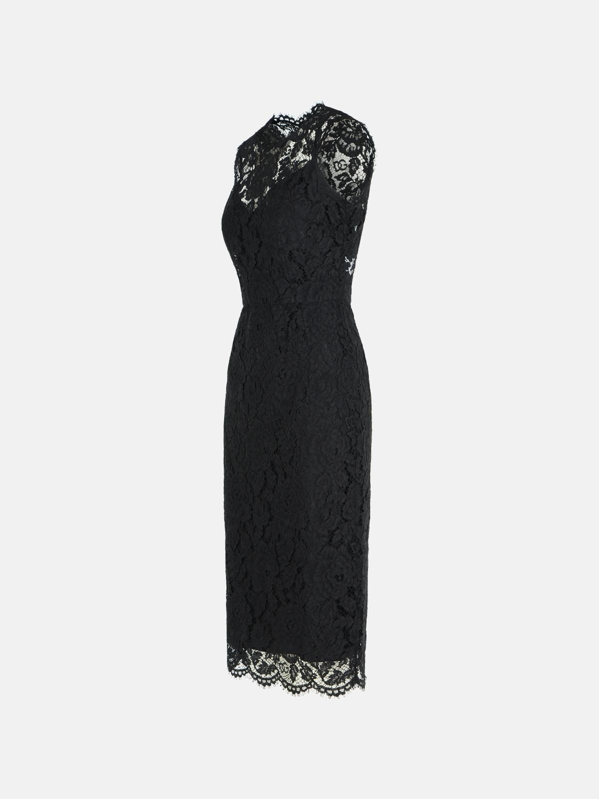 'LONGUETTE' BLACK STRETCH LACE DRESS - 2