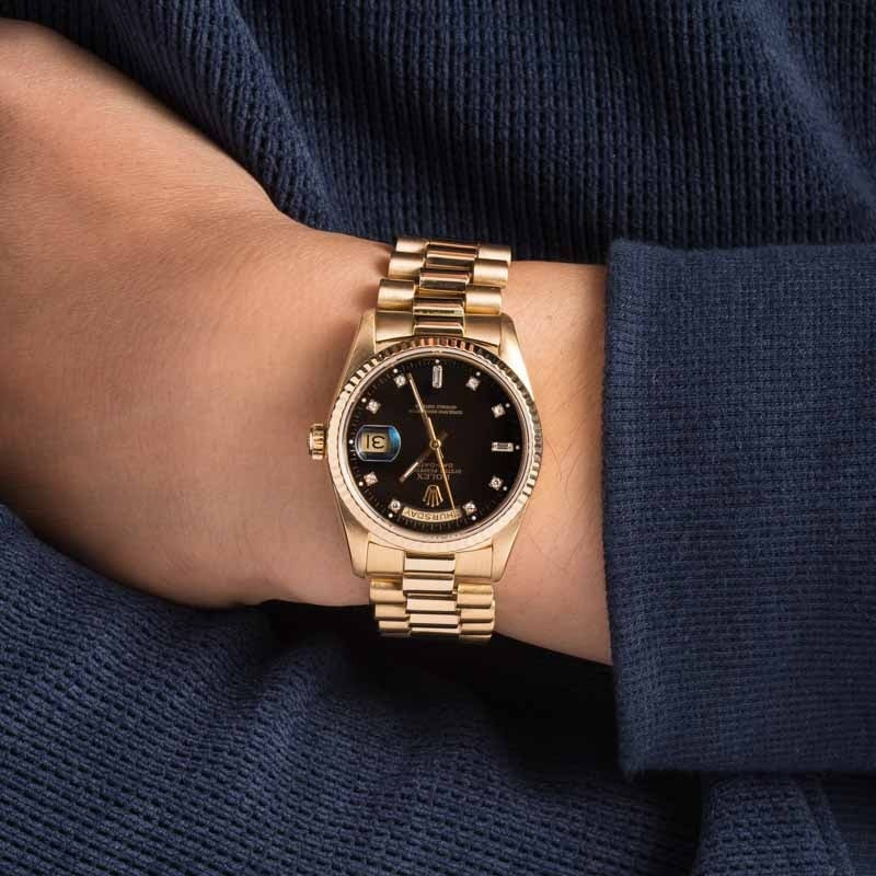 Rolex President 18238 Black Diamond Dial - 5