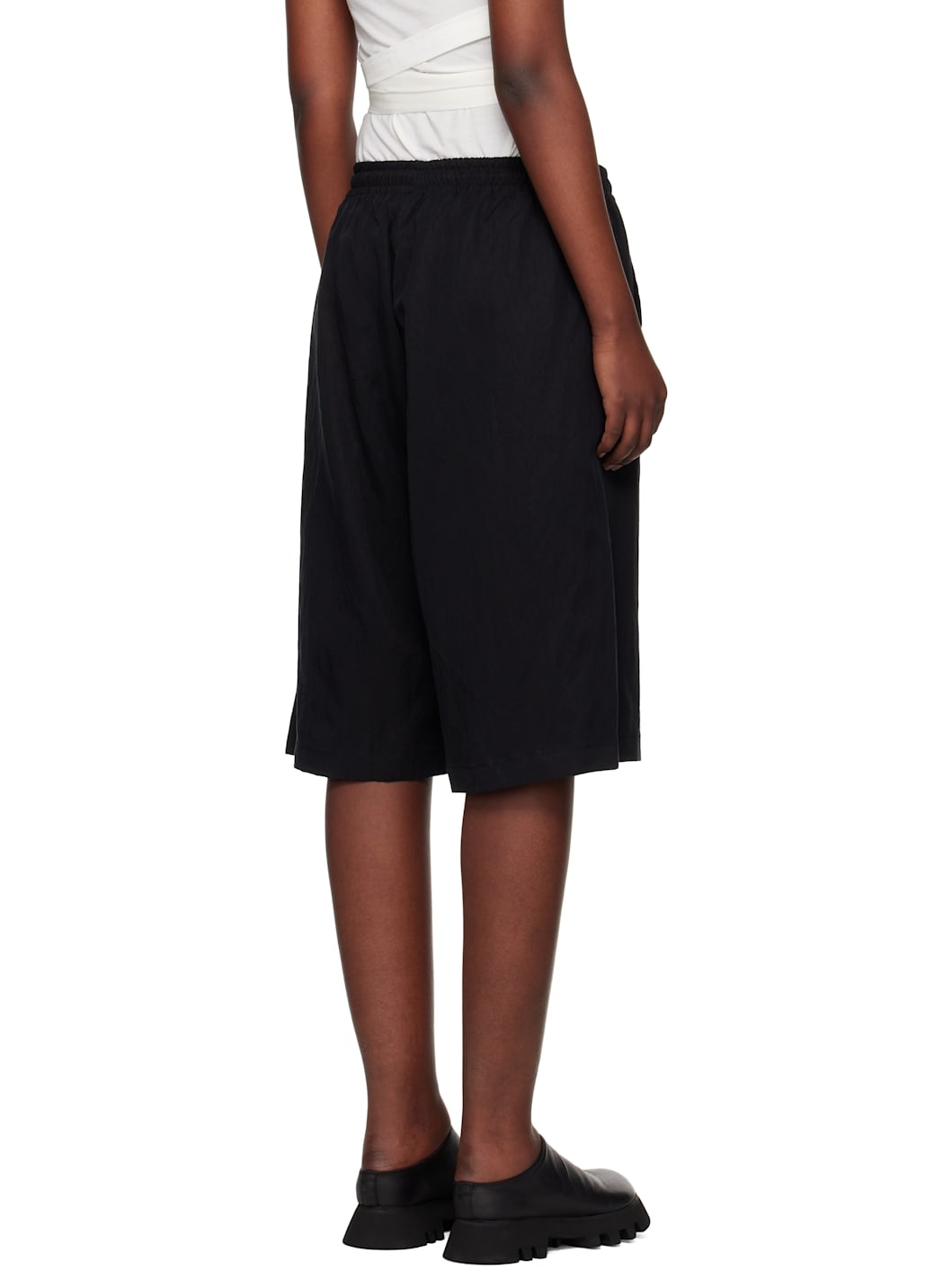 Black Washed Twill Shorts - 3