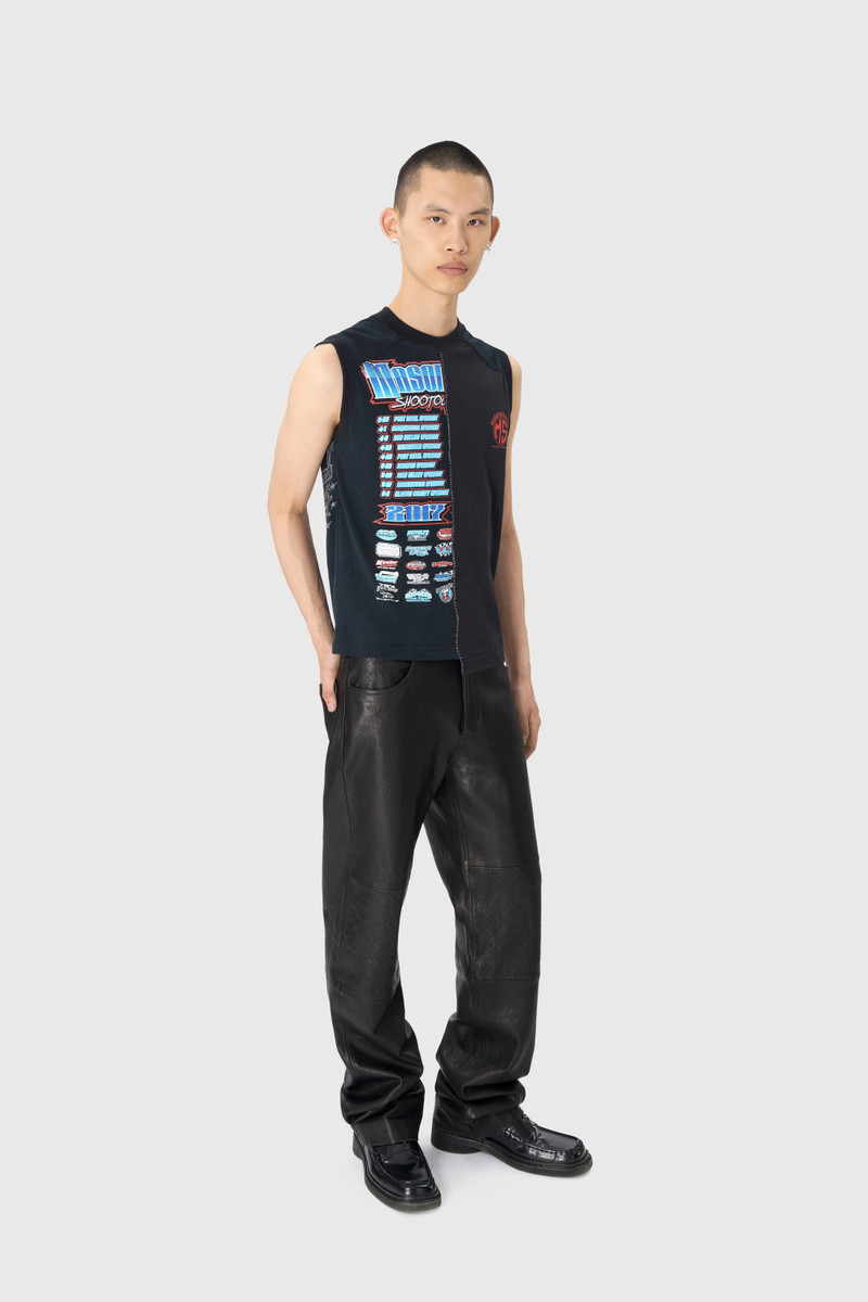 Moonogram Embossed Leather Wide Leg Pants 7