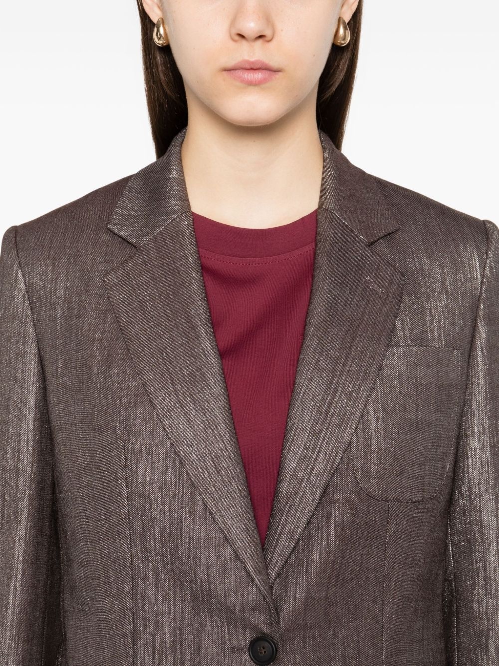 metallic single-breasted blazer - 5