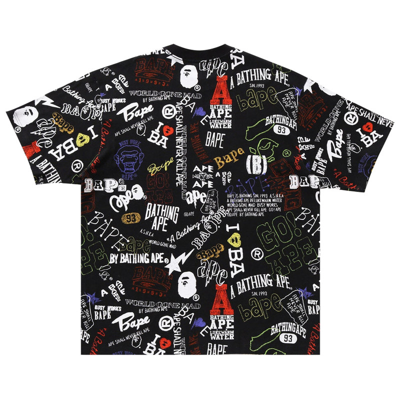 A BATHING APE® BAPE Hand Draw Pattern Relaxed Fit Tee 'Black' outlook