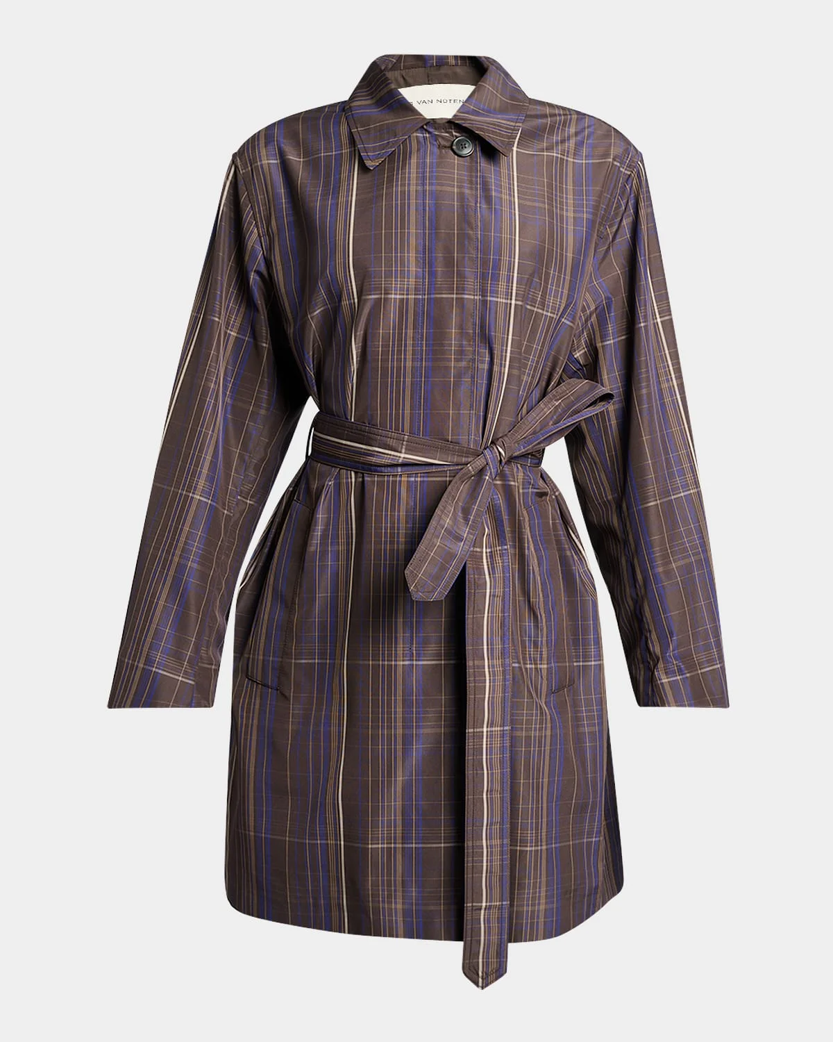 Ramblasa Check Belted Trench Coat - 1
