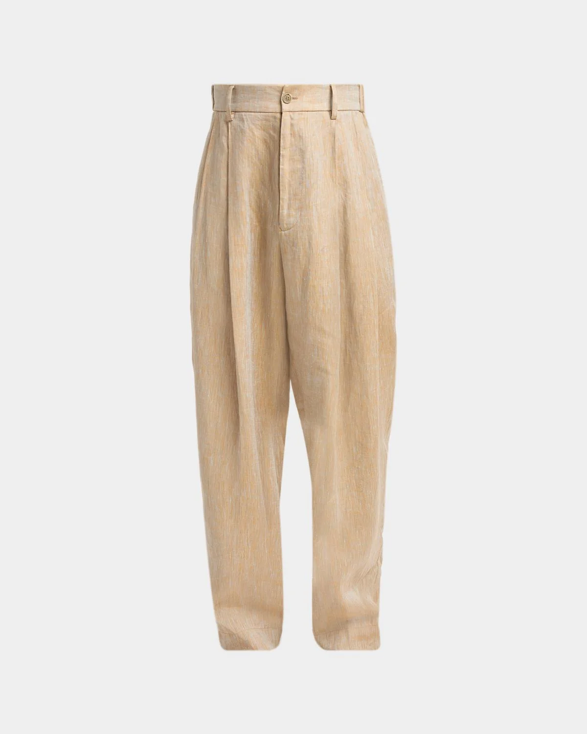 Men's Linen Oversized Straight-Leg Pleated Pants - 1
