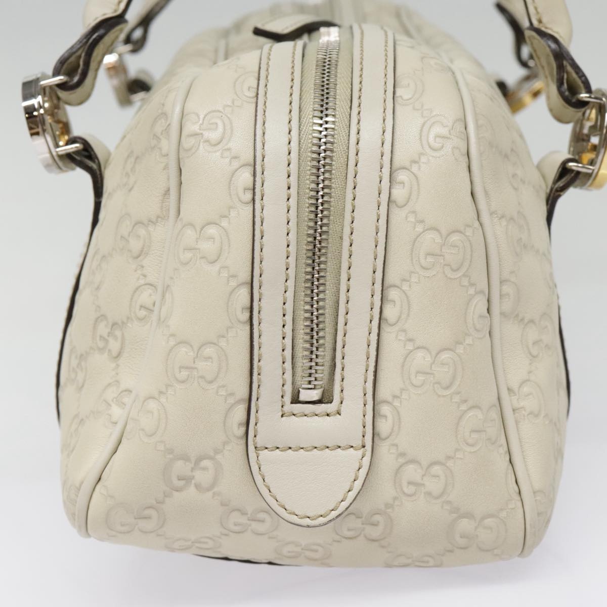 GUCCI Guccissima GG Twins Hand Bag Leather White - 5