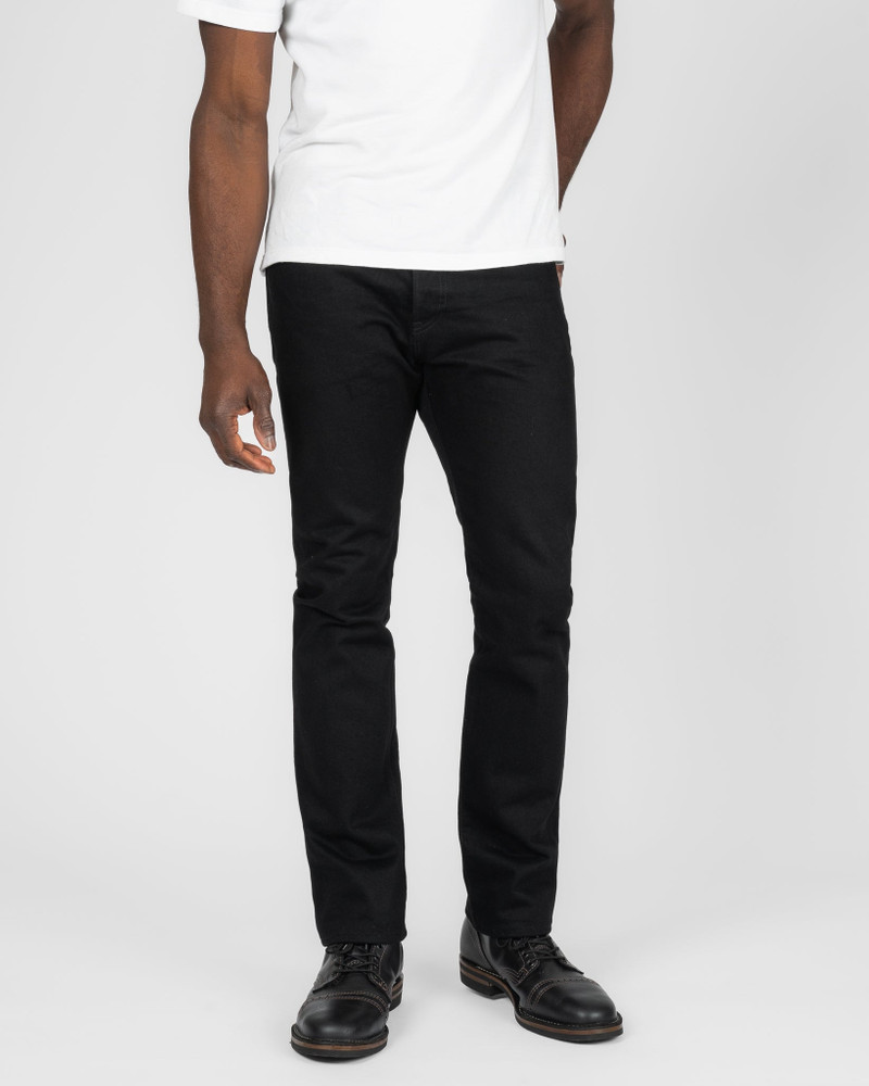 Iron Heart IH-555S-142BB 14OZ SELVEDGE DENIM SLIM CUT JEANS - BLACK/BLACK outlook