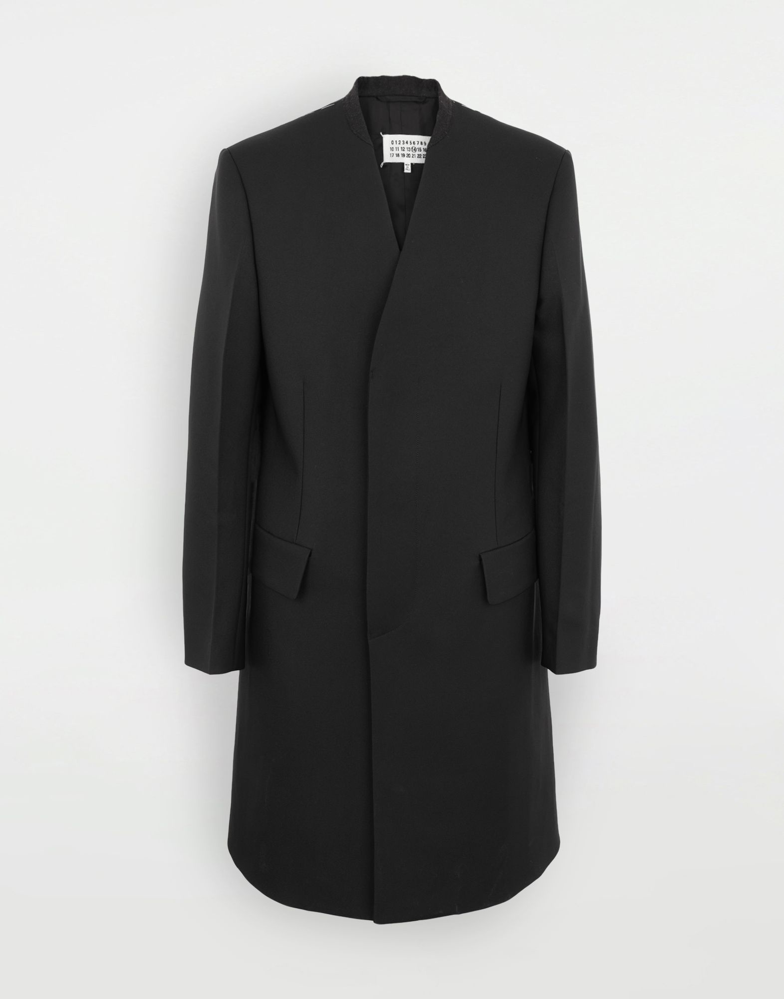 Collarless twill coat - 1