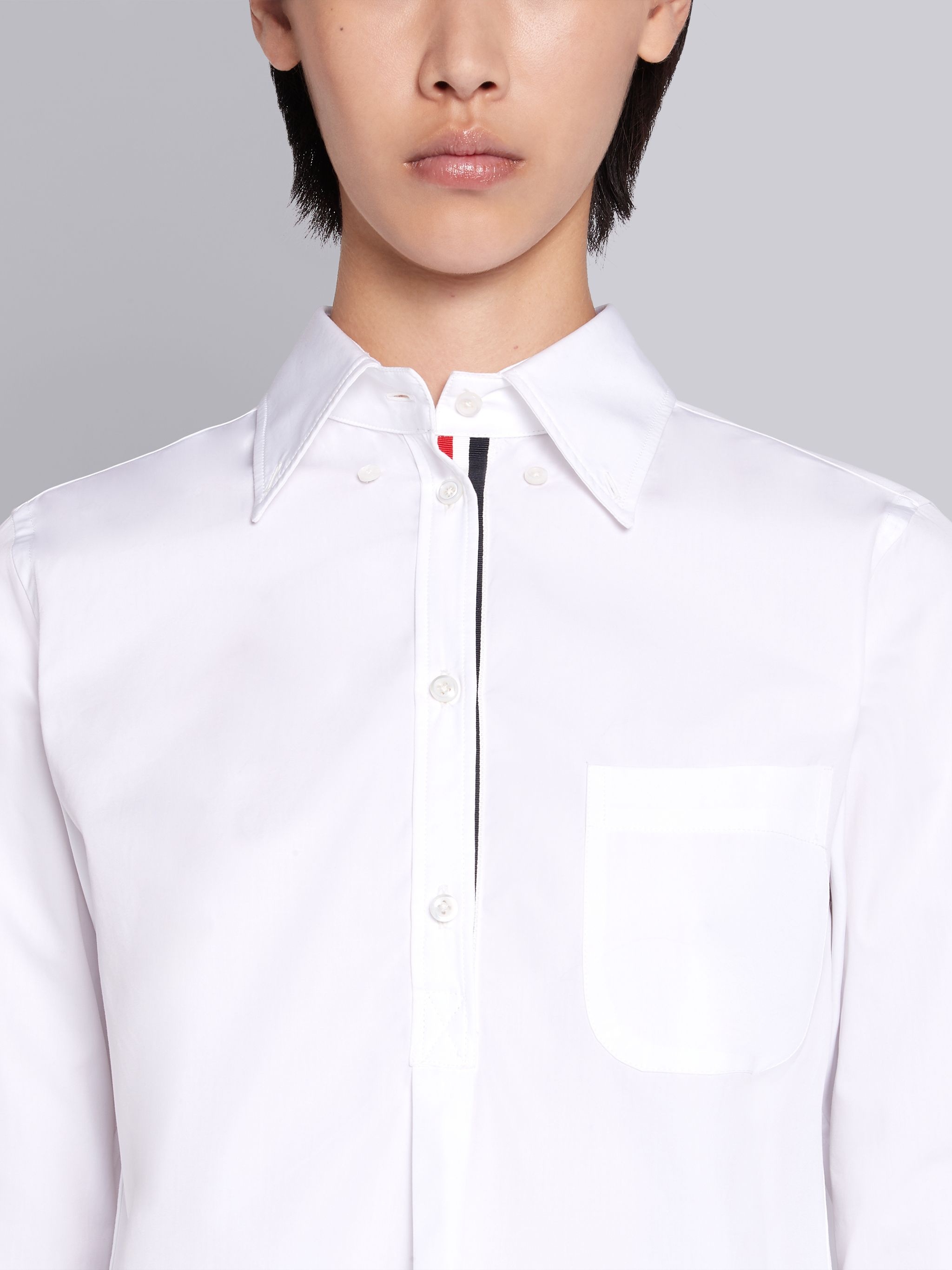 White Solid Poplin Pleat Back Shirt - 5