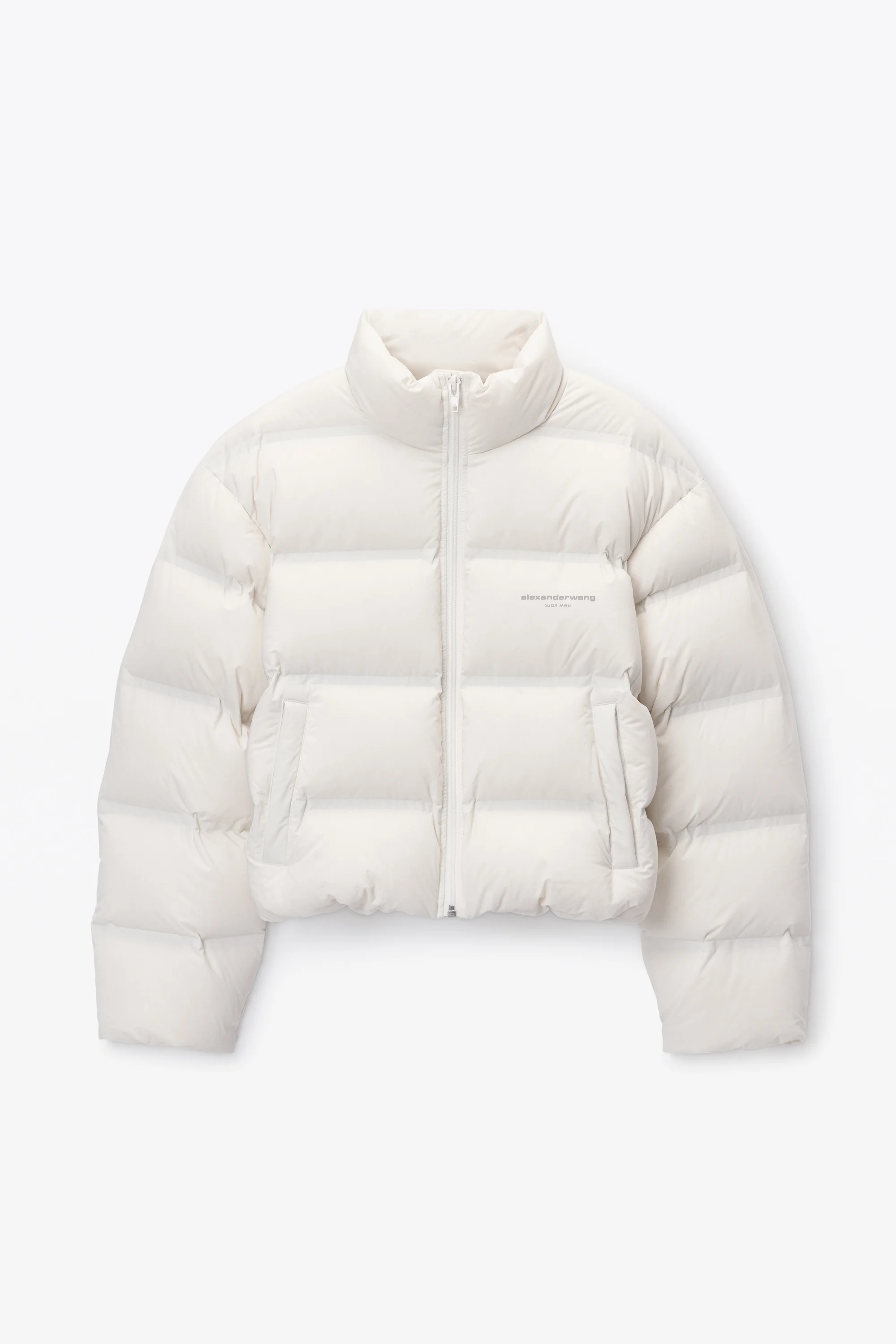 cropped channel puffer coat in feather & down - 1