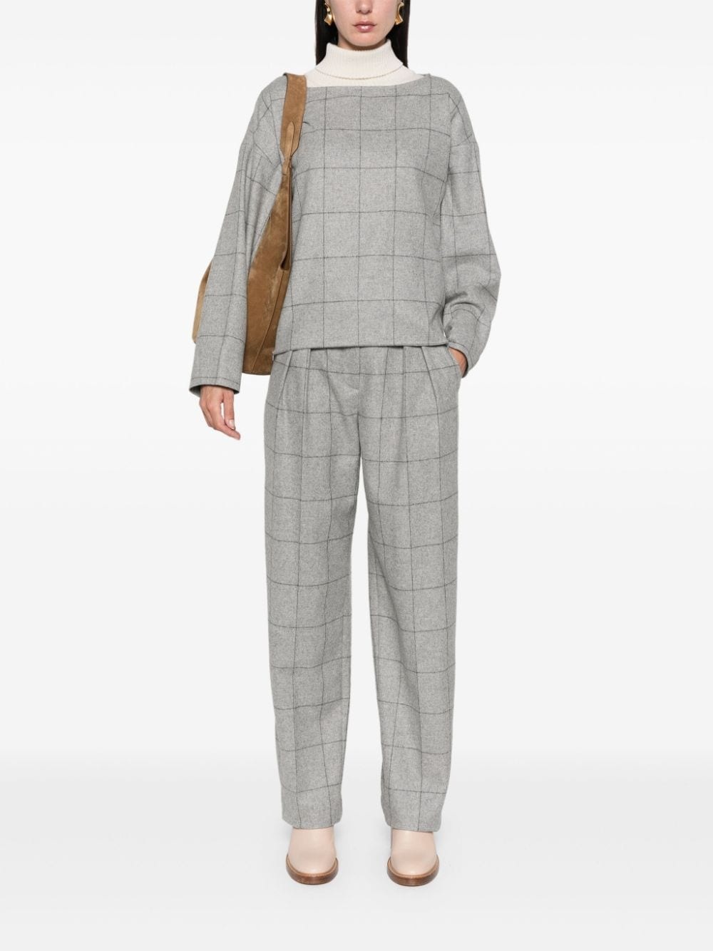 checked pleated trousers - 2