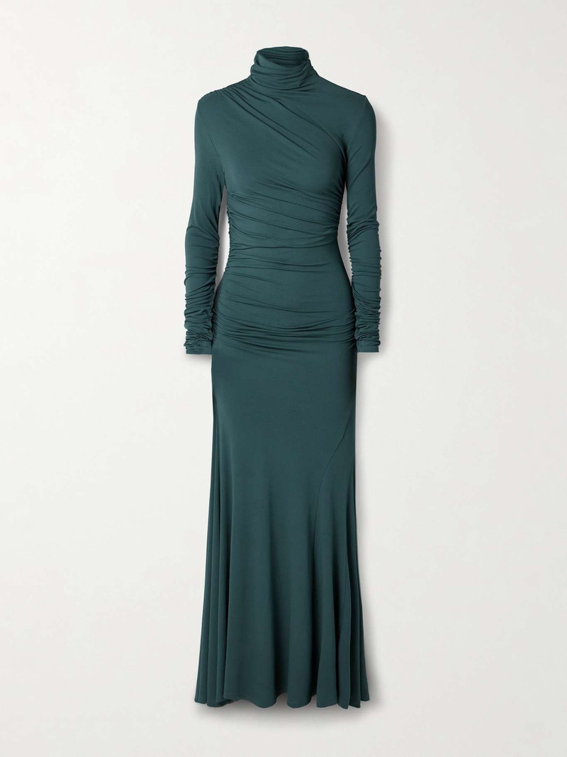 Africa ruched stretch-jersey turtleneck maxi dress - 1