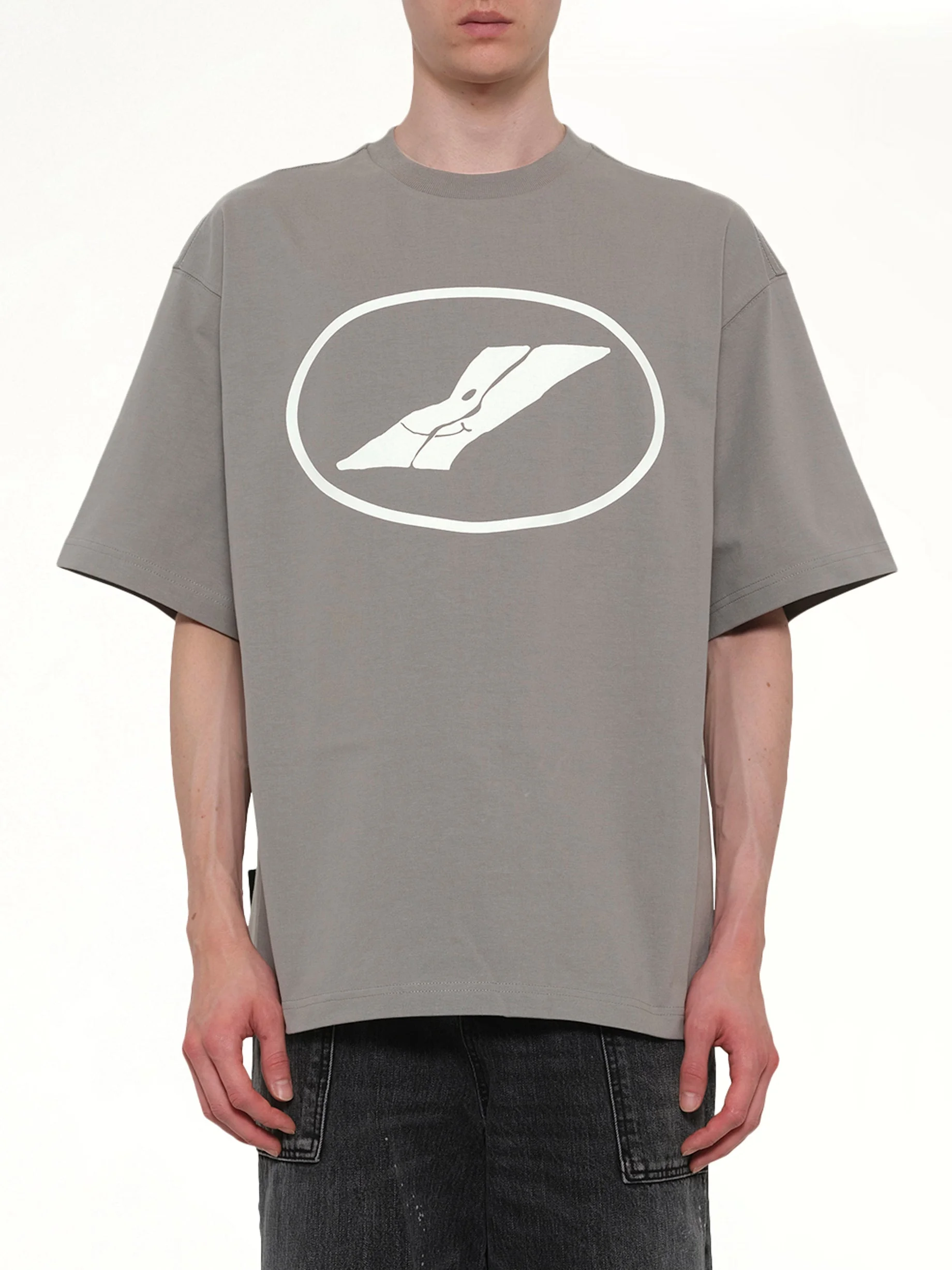 We11done Print T-Shirt in Grey - 1