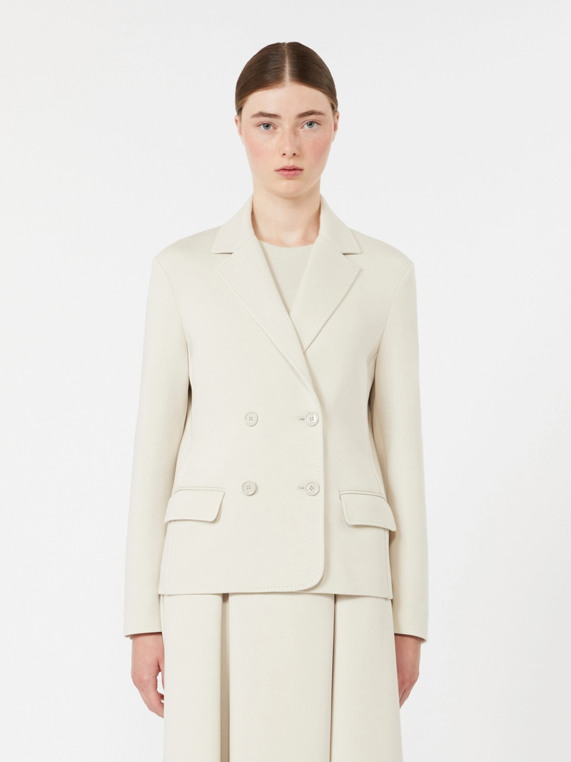 BADIA Double-breasted scuba jersey jacket - BEIGE 3