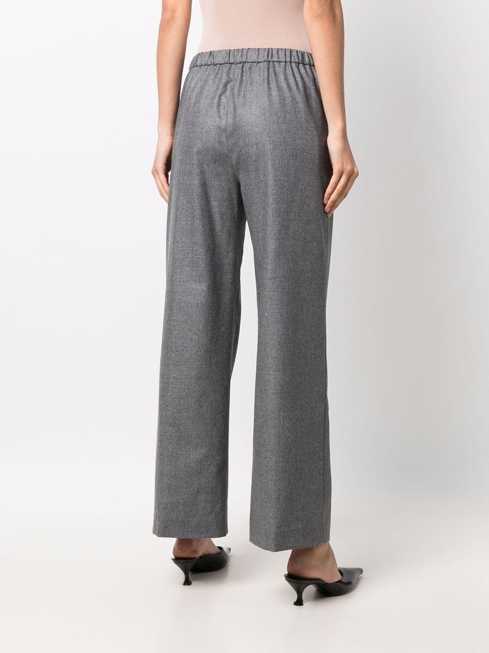 elasticated-waist wide leg trousers - 6