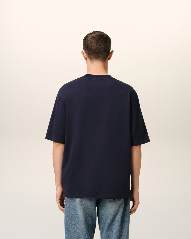 NAVY COTTON AMI PARIS PATCH T-SHIRT 5