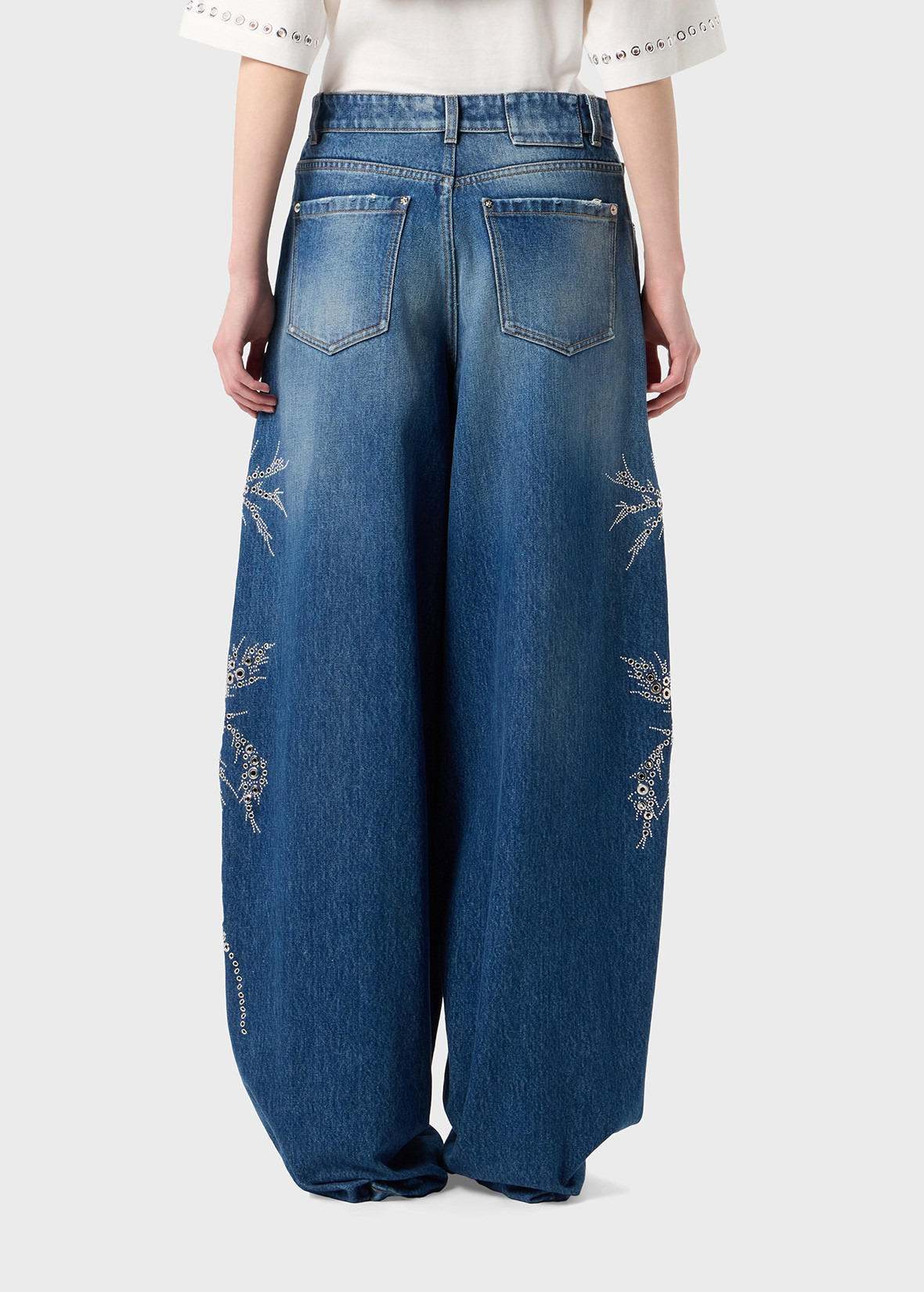 BAGGY JEANS WITH STONE EMBROIDERY AND STUDS - 4