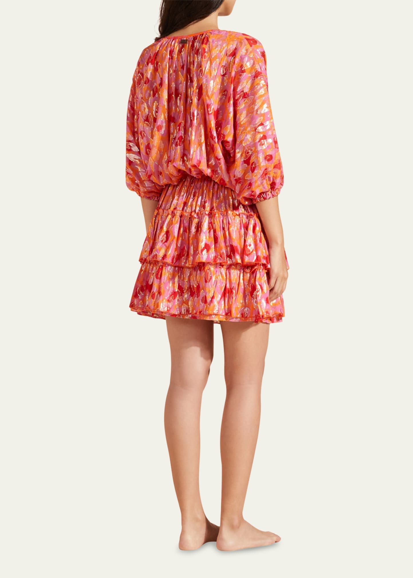 Abstract Leopard Printed Silk Mini Dress - 3