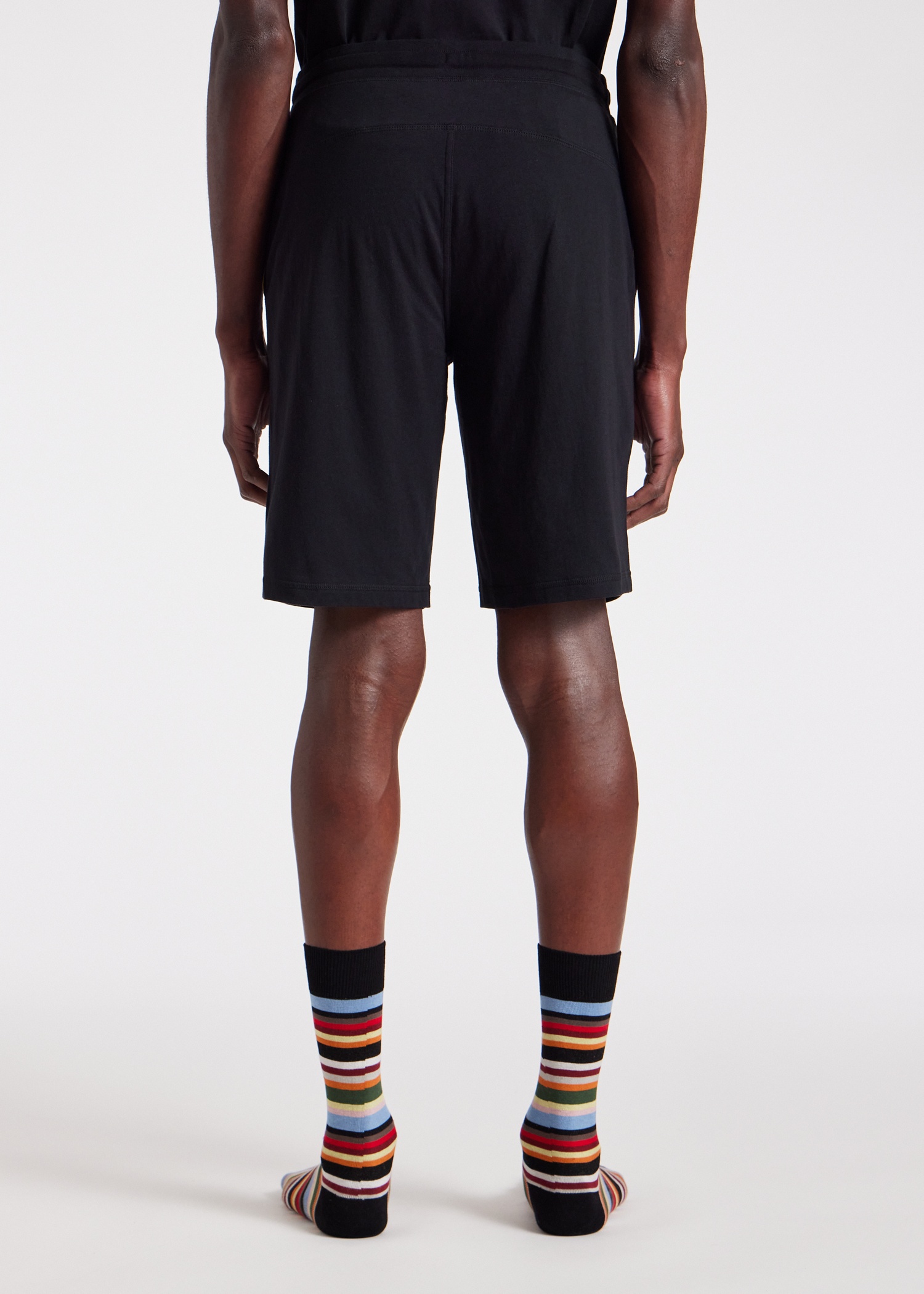 Black Jersey Cotton Lounge Shorts - 7