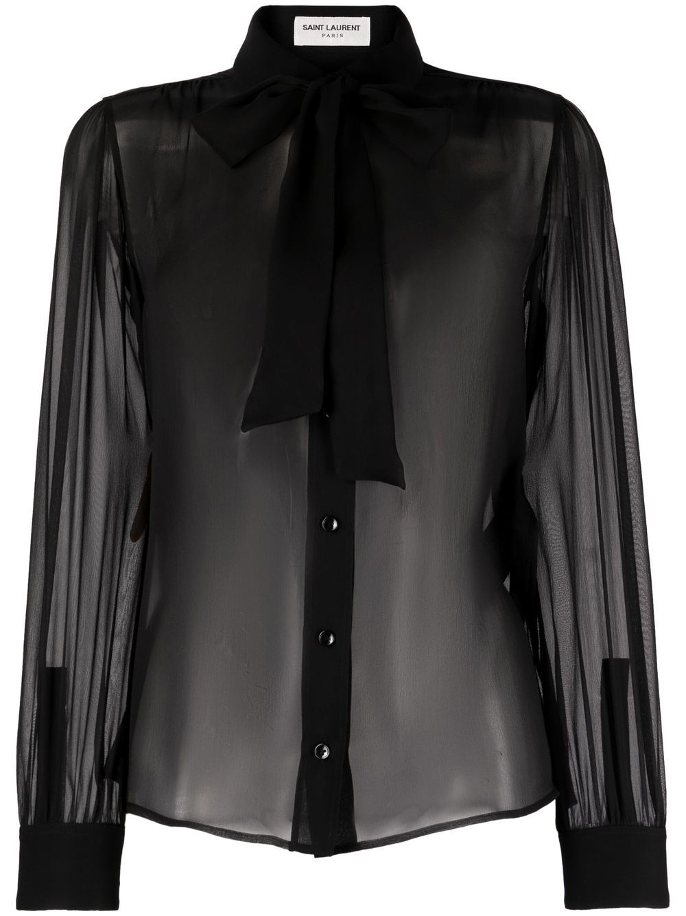 bow-detailed sheer silk blouse - 1