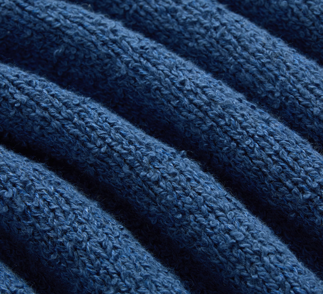 Long Sleeve Knit Polo - Lapis Boucle - 6