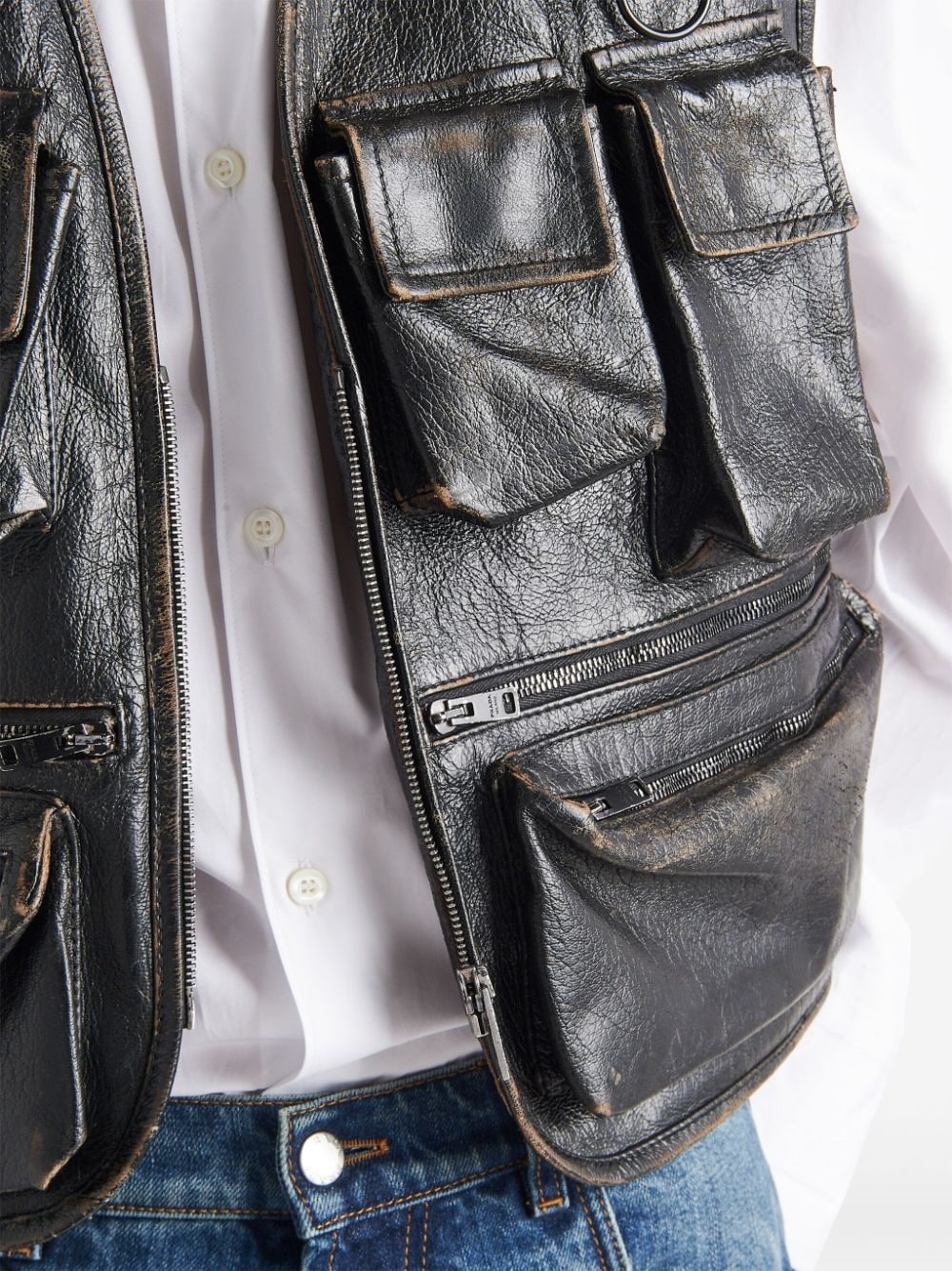 leather cargo gilet - 6