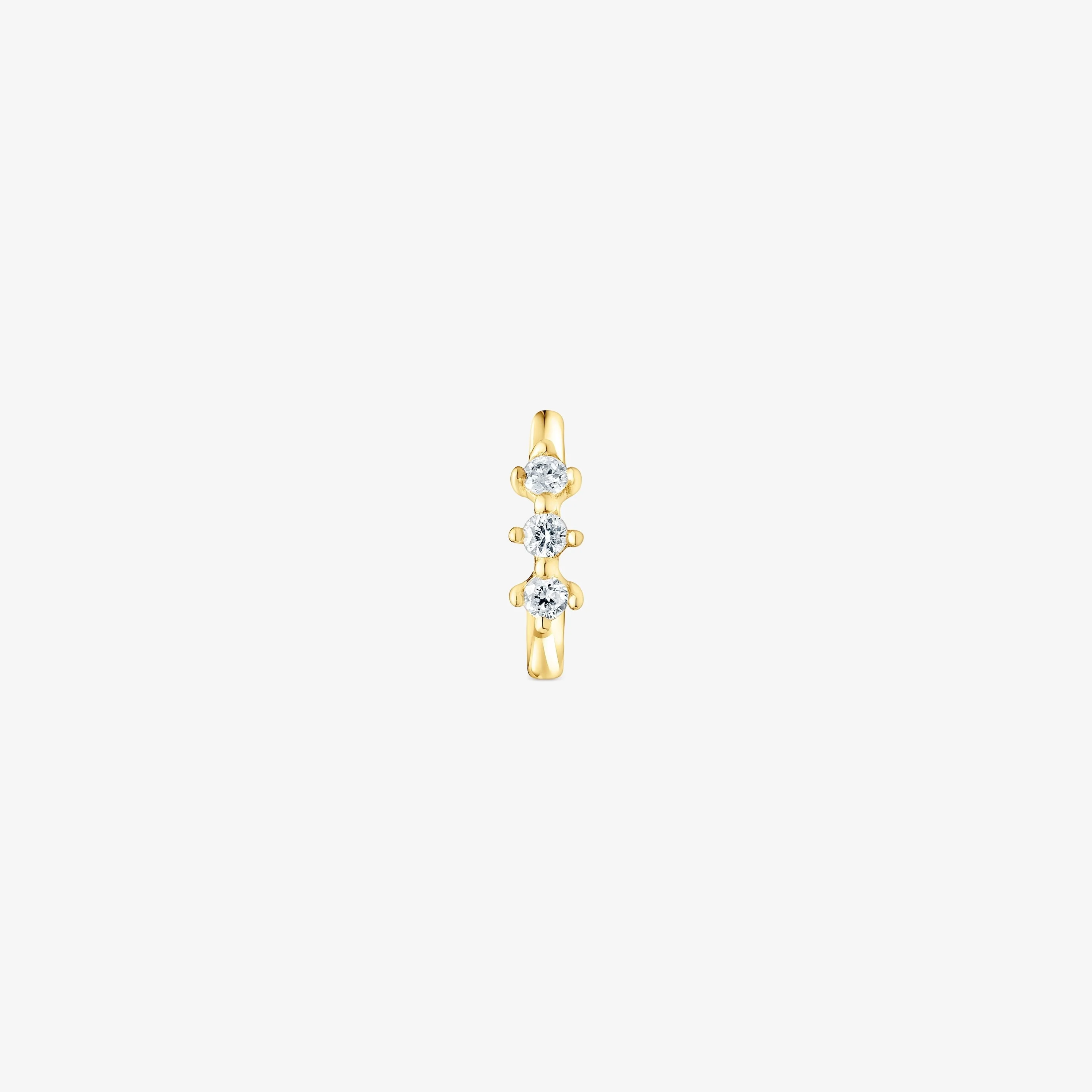 Small 18K solid gold Strip hoop earring with diamonds Les Classiques - 1