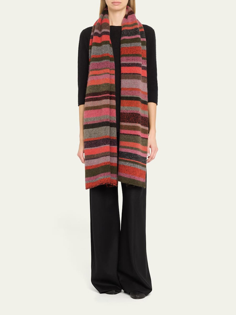 The Elder Statesman Stripe Super Soft Cashmere Scarf outlook