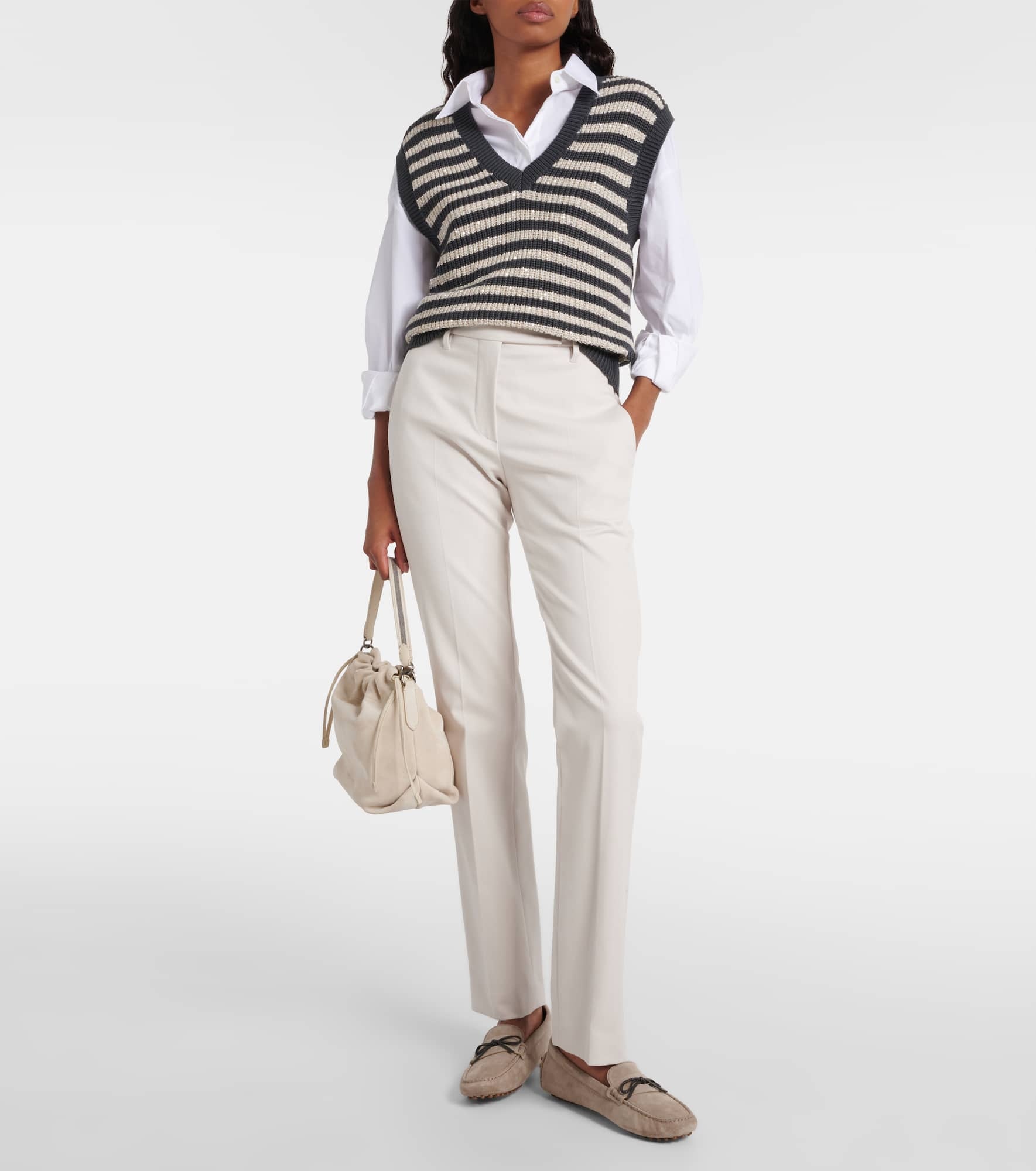 Cotton-blend slim pants - 2