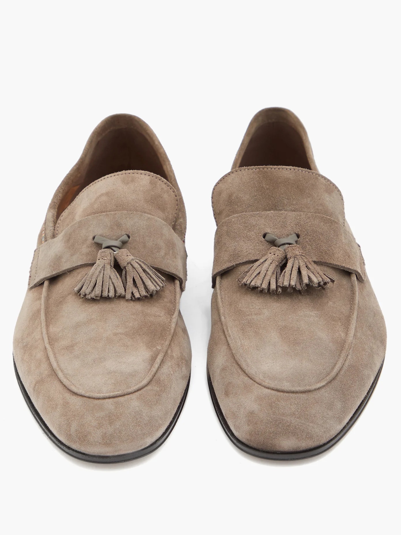 Hilton Signature-stripe tasselled suede loafers - 5