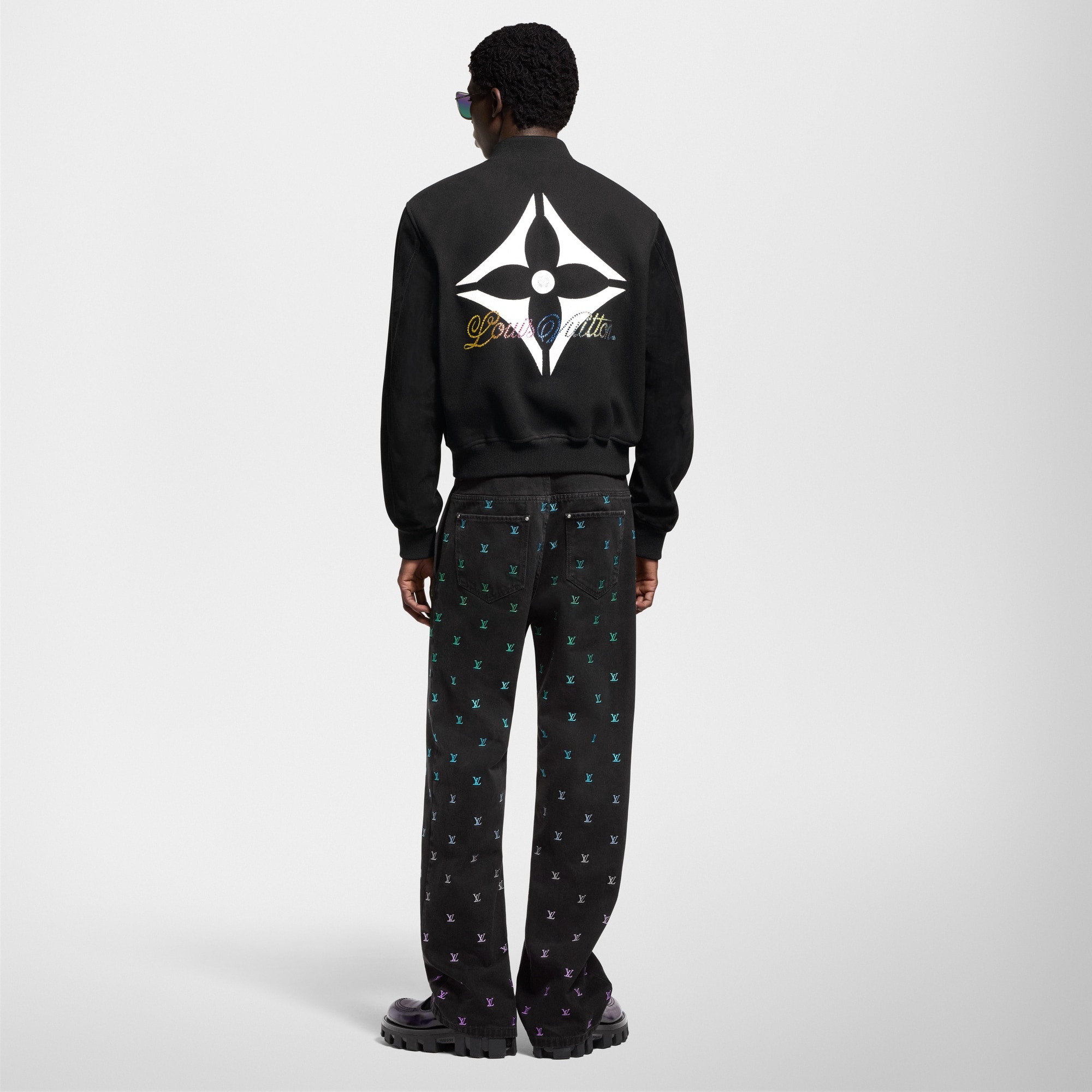 LV Blason Gradient Embroidered Denim Skate Pants - 3
