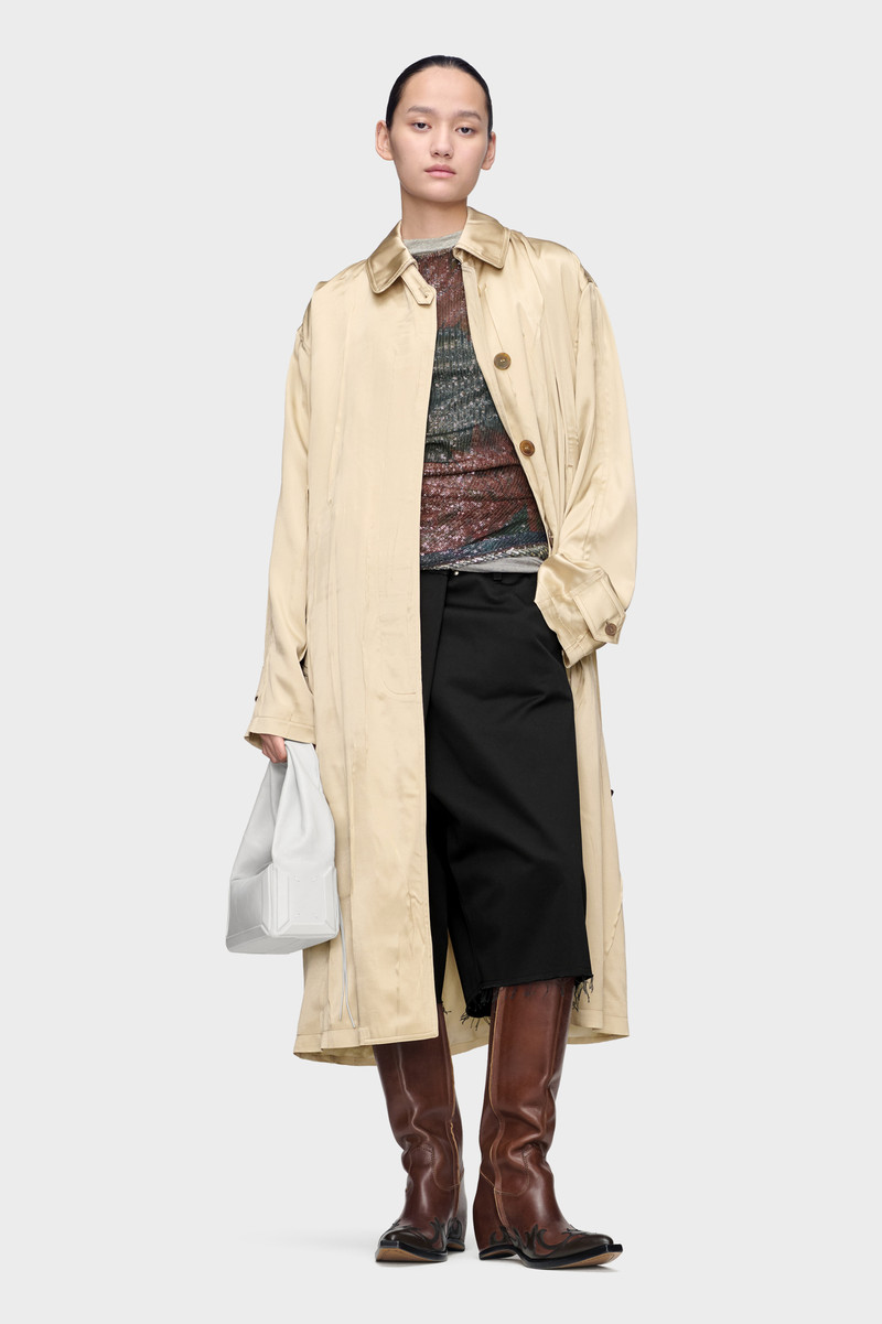 Creased Silk Trench Coat 7