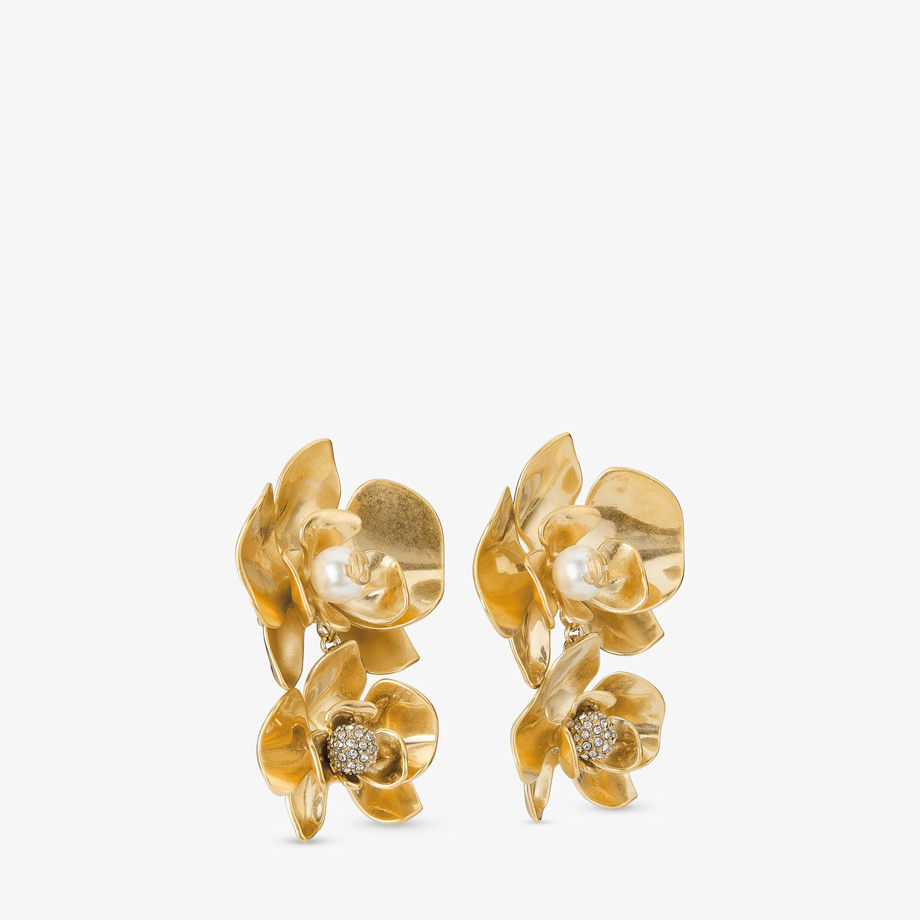 Petal Double Earring
Gold-Finish Earrings with Crystal and Pearl Embellishment - 4