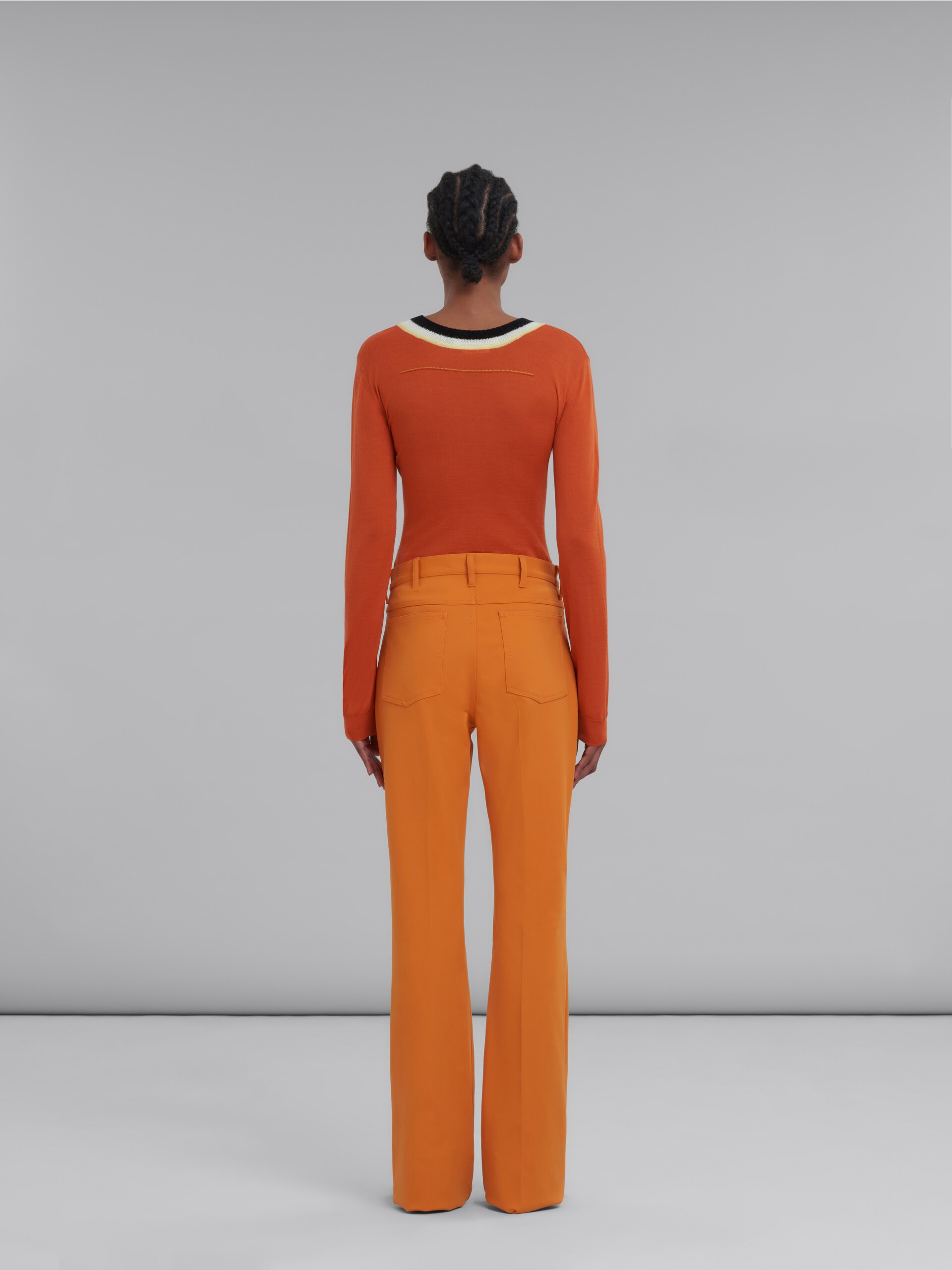 ORANGE FLARED JERSEY TROUSERS - 3