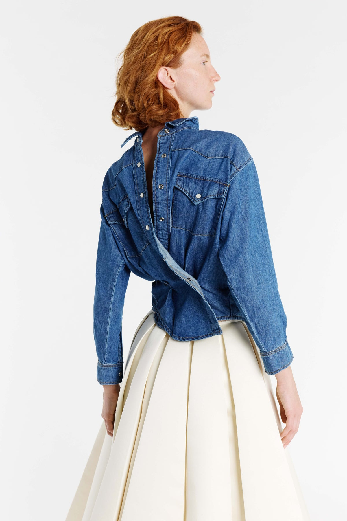 BACK TO FRONT DENIM SHIRT MID BLUE - 11