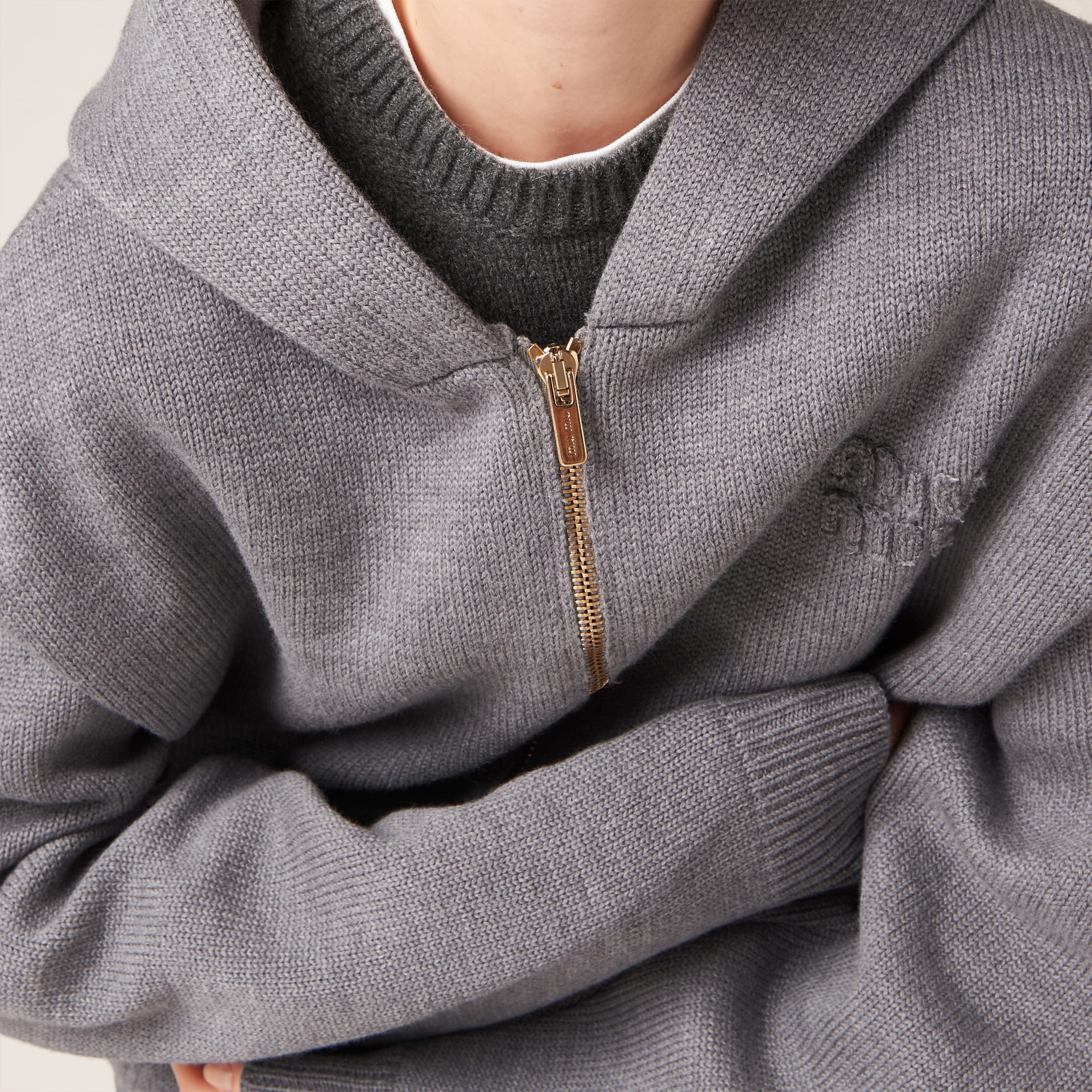 Wool and nylon knit hoodie - 4