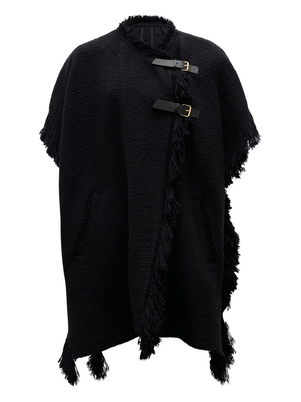 fringed buckled poncho - 1