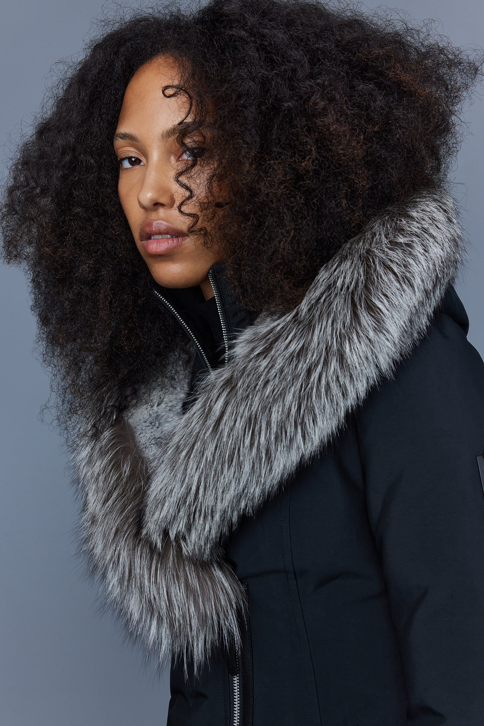 AKIVA down coat with silver fox fur trimmed hood - 5