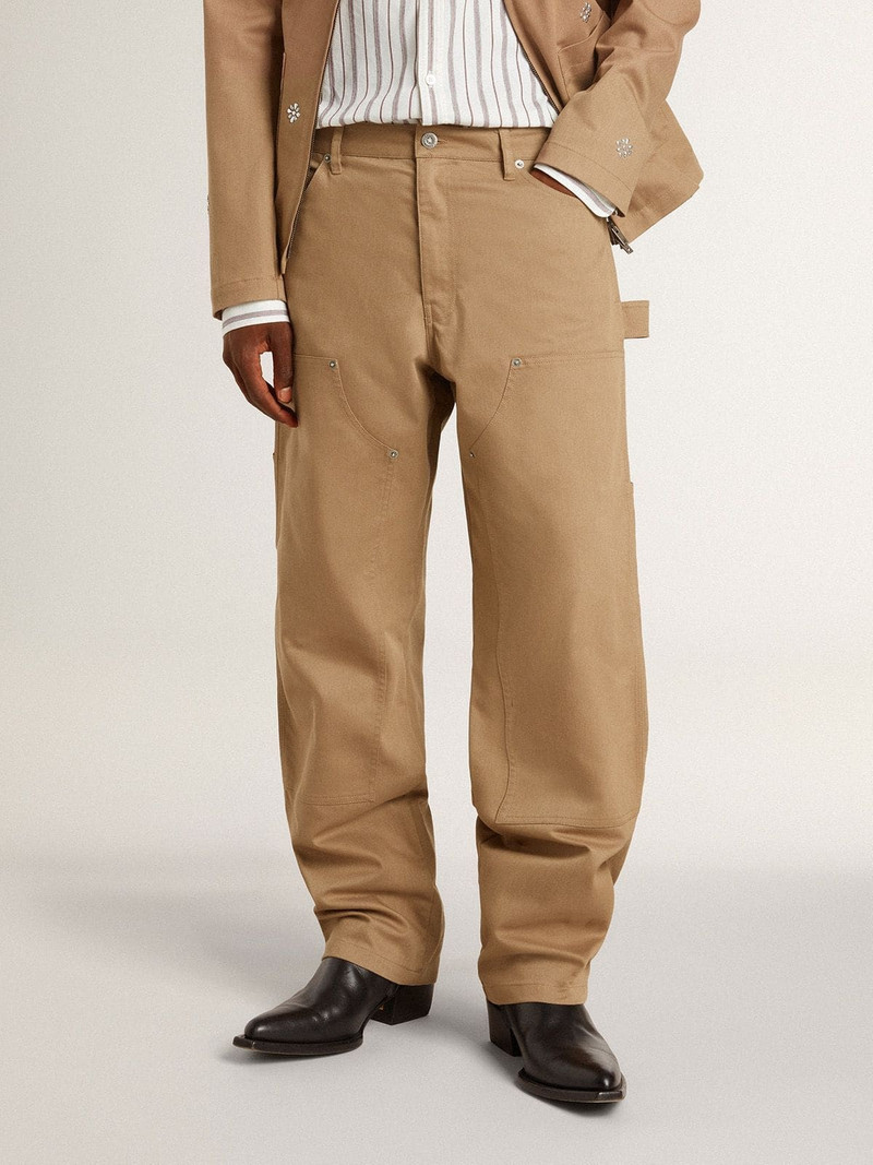 Golden Goose Men's beige pants with patches outlook