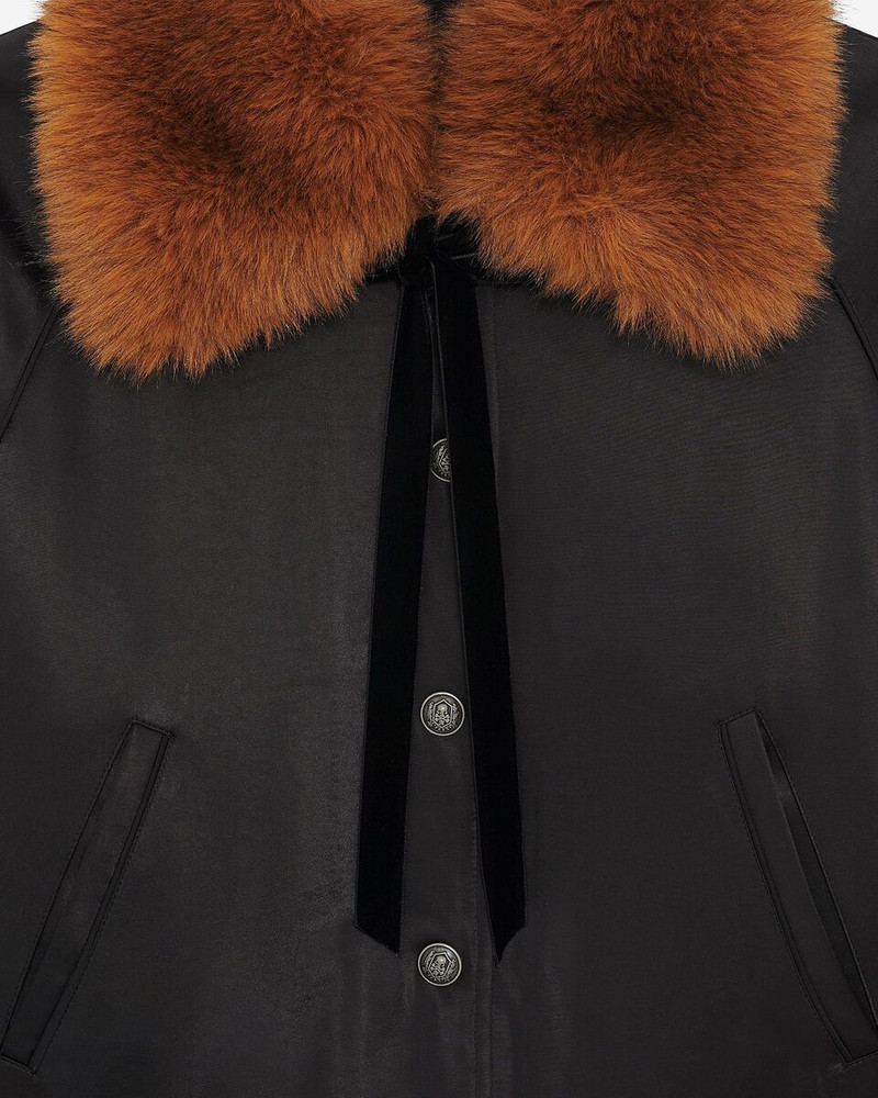BLACK SATIN FUR COLLAR JACKET 7