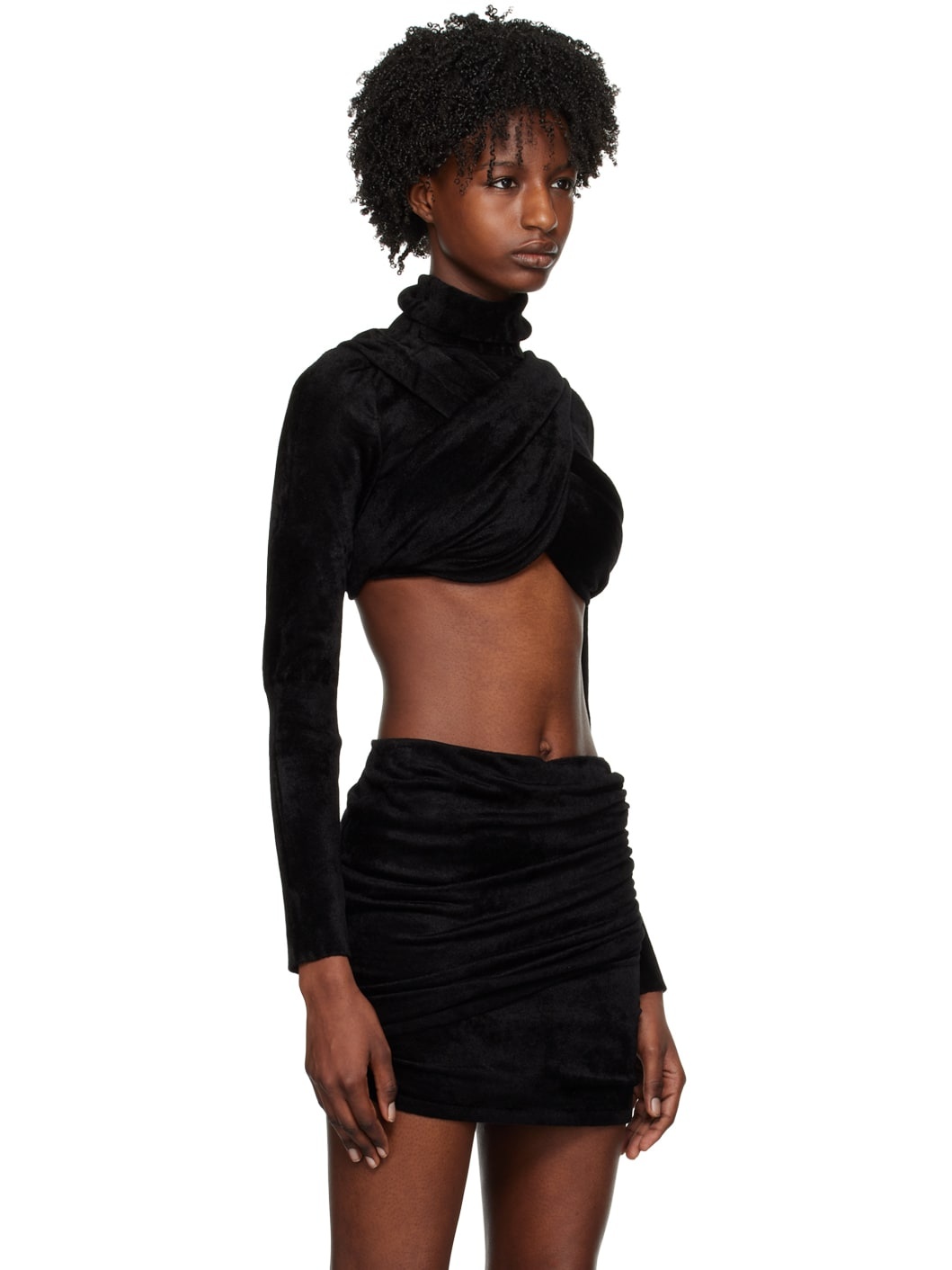 Black Cropped Turtleneck - 2