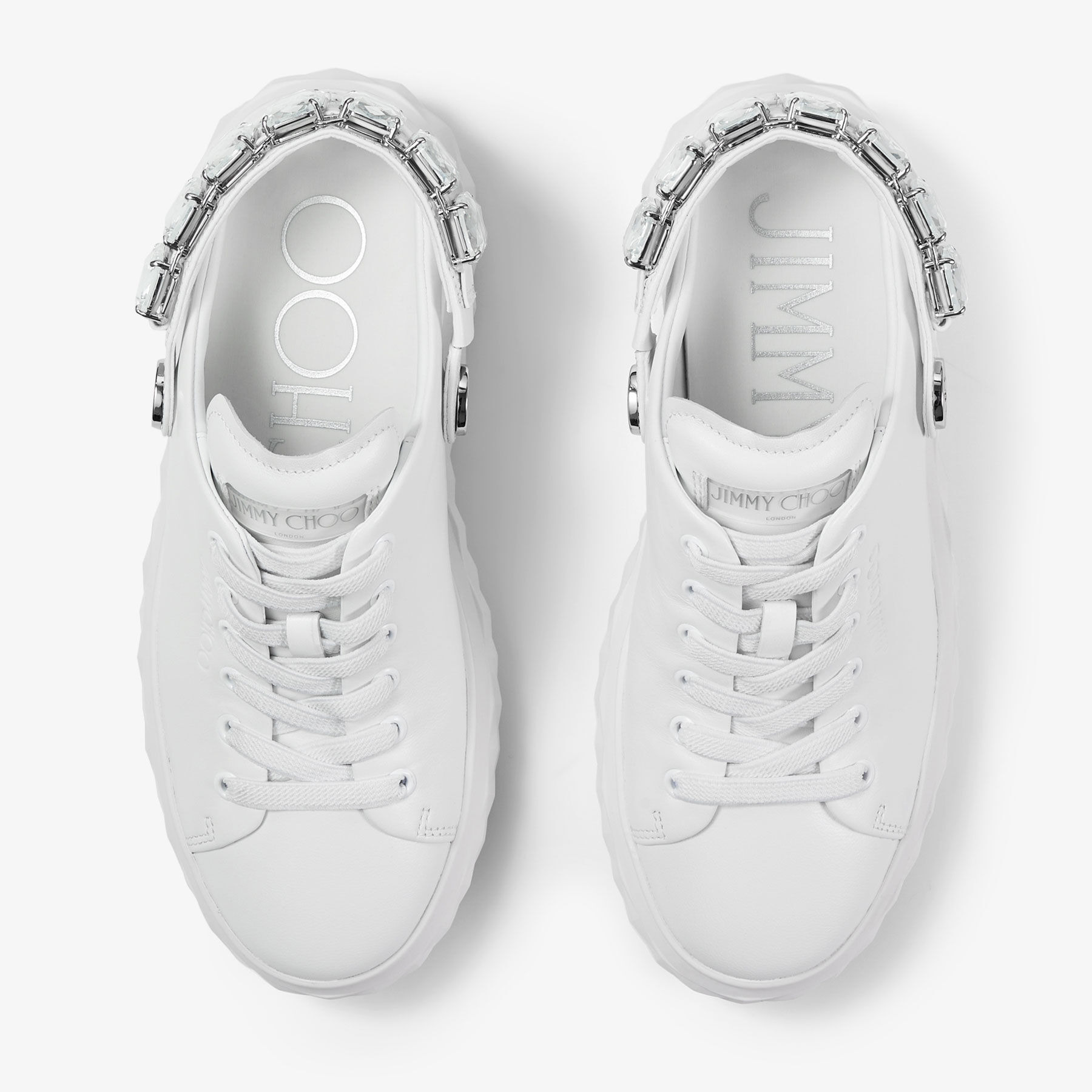 Diamond Maxi Crystal
White Nappa Leather Slipper Trainers with Crystal Strap - 6